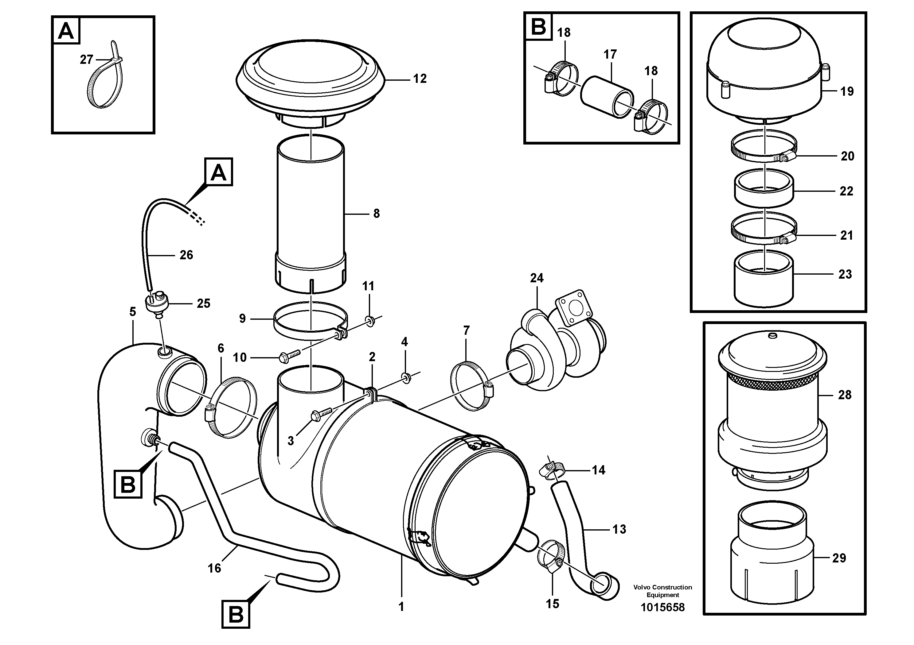Air filter with fitting parts — volvo parts diagram