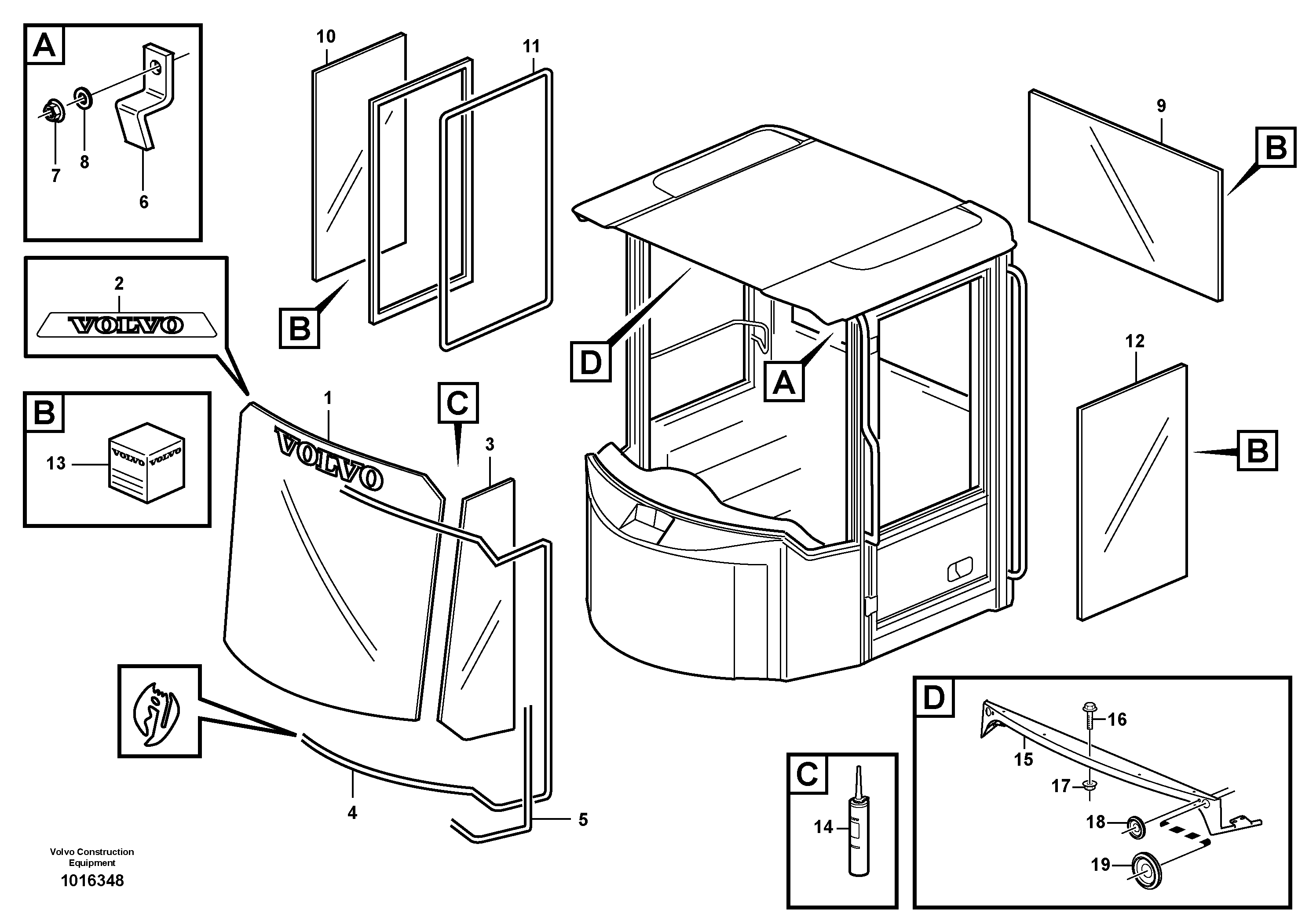 Glass panes — volvo parts diagram