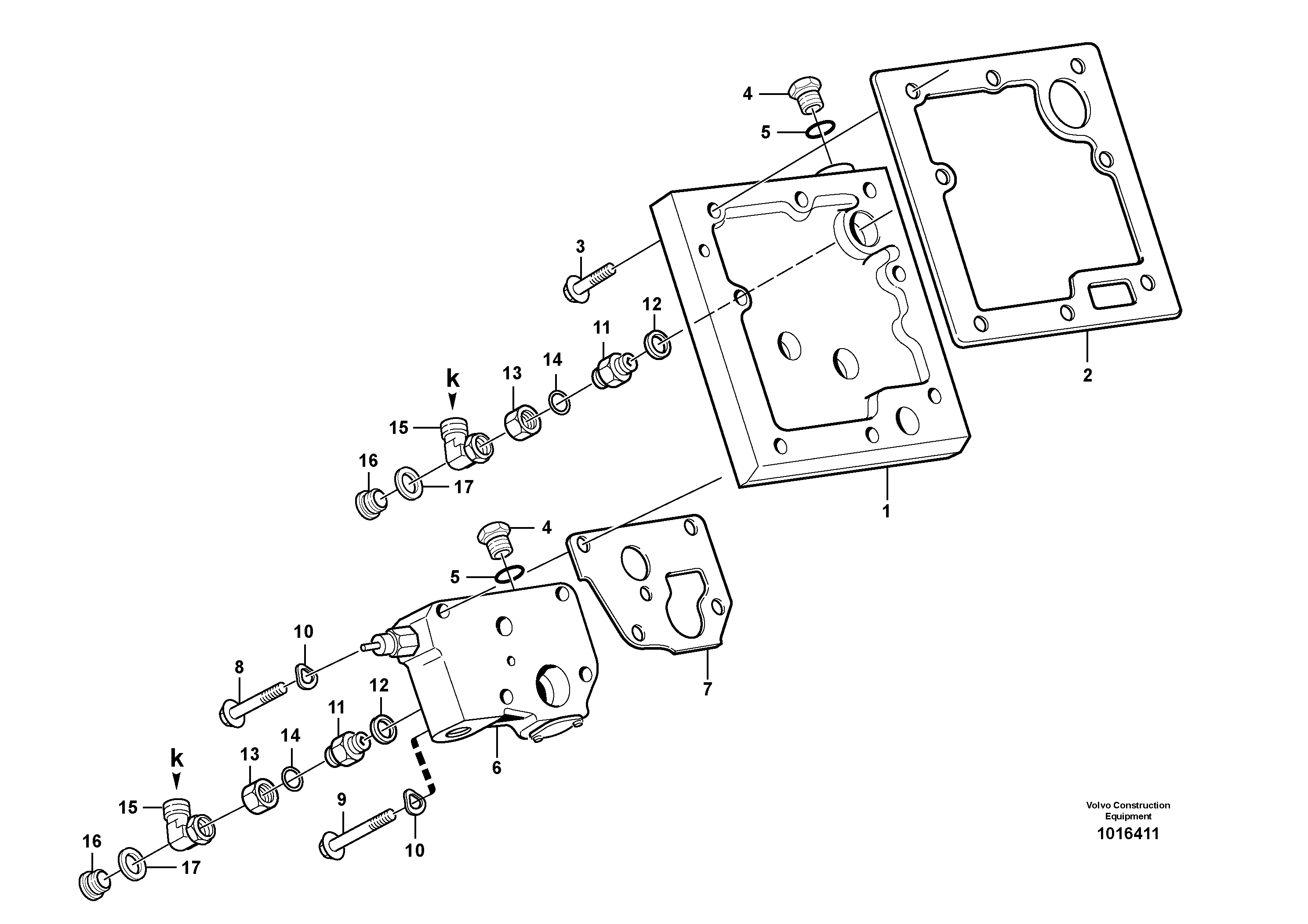 Lubricating oil valve with fitting parts — volvo parts diagram