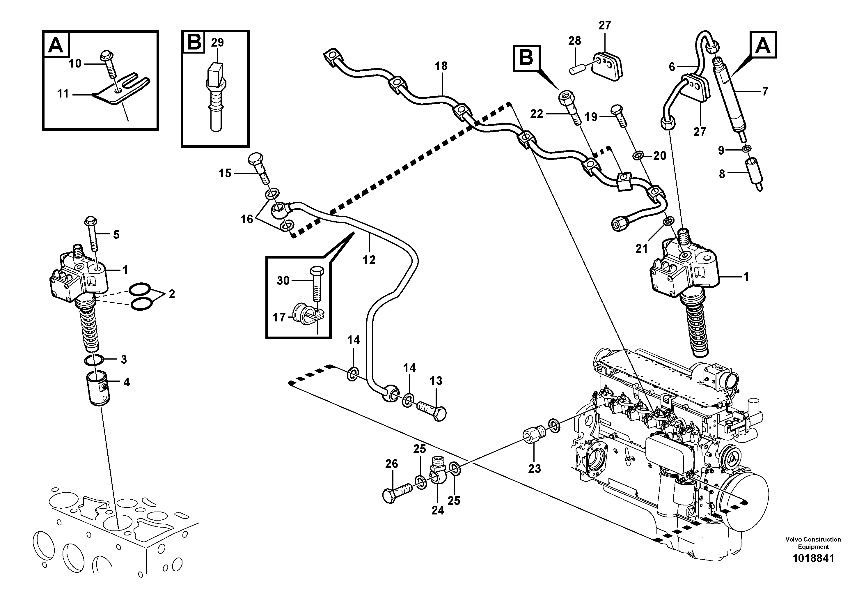 Fuel lines and injectors — volvo parts diagram