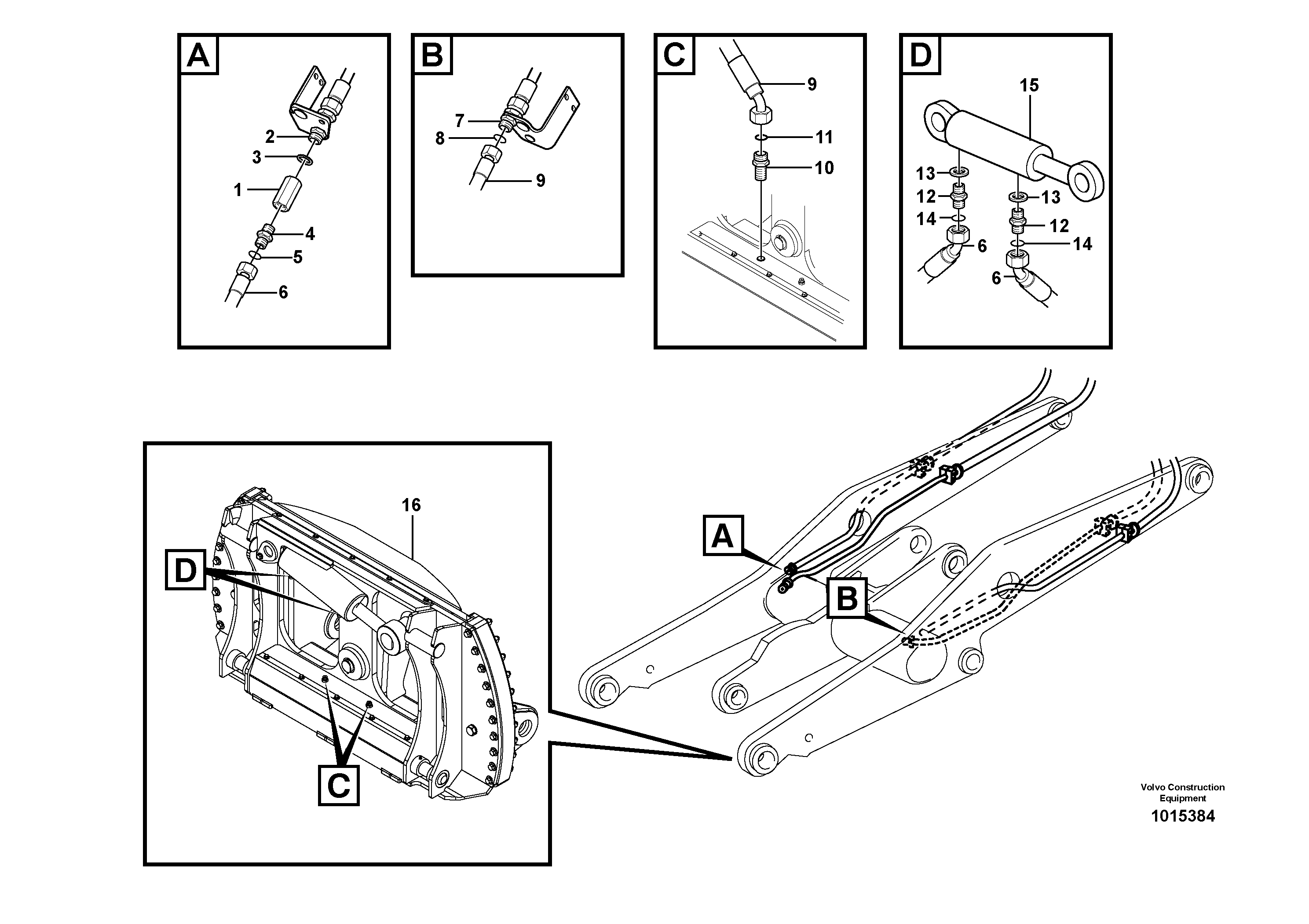 Hydraulic system rotary pin-on attachment bracket  82259 — volvo parts diagram