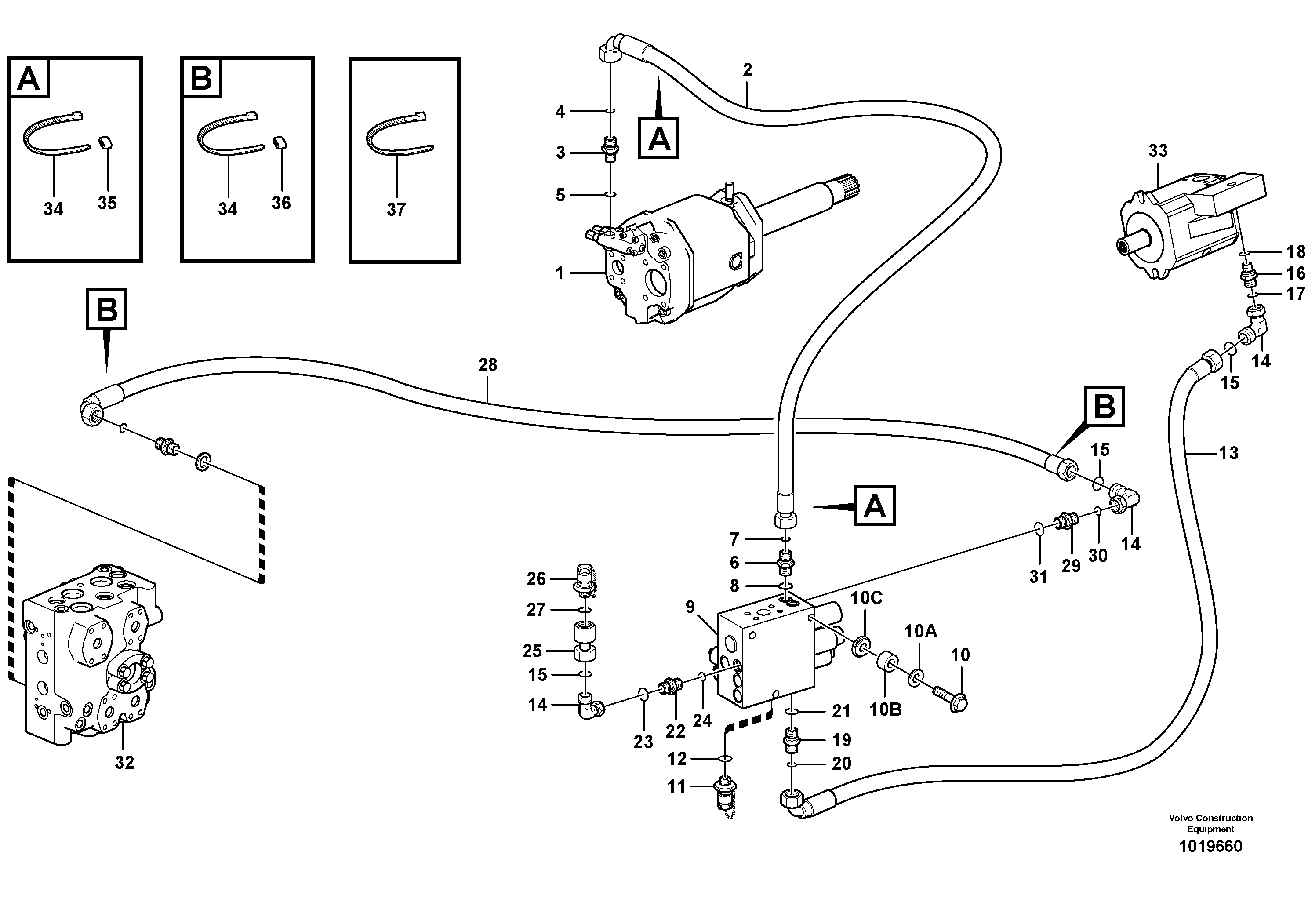 Feed line, pump - central block — volvo parts diagram