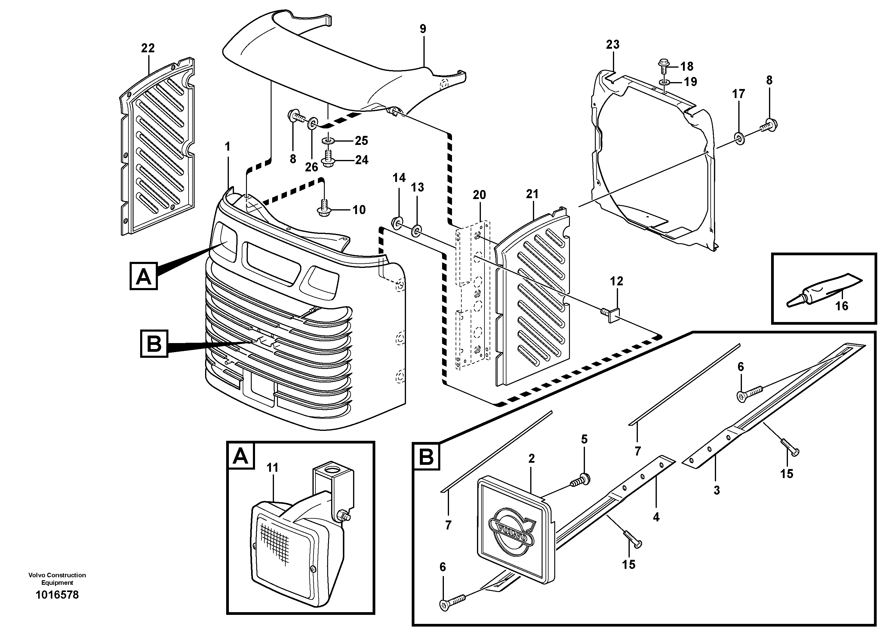 Radiator casing — volvo parts diagram