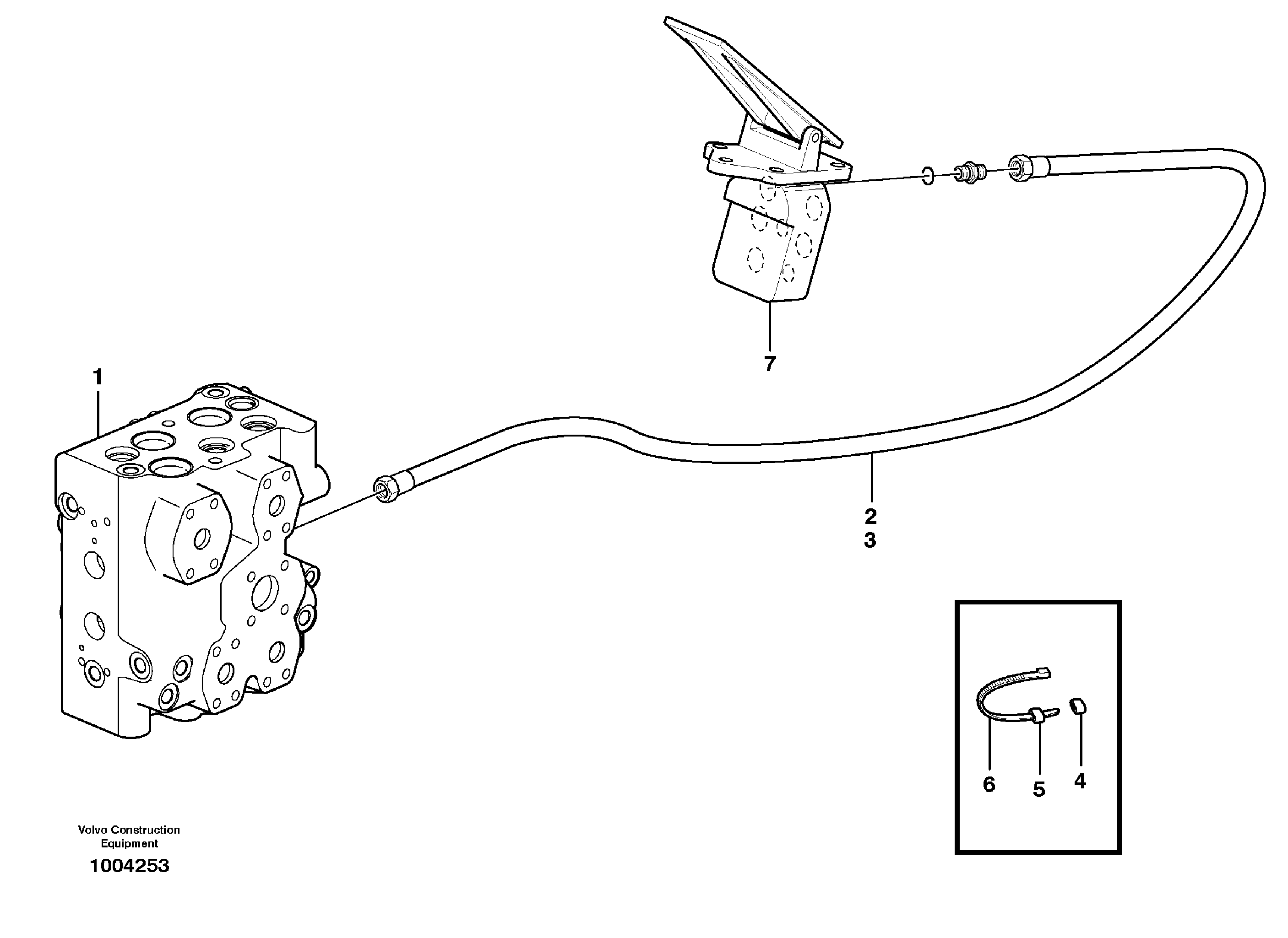 Drainage line, control valve  STD, OPEN ROPS — volvo parts diagram