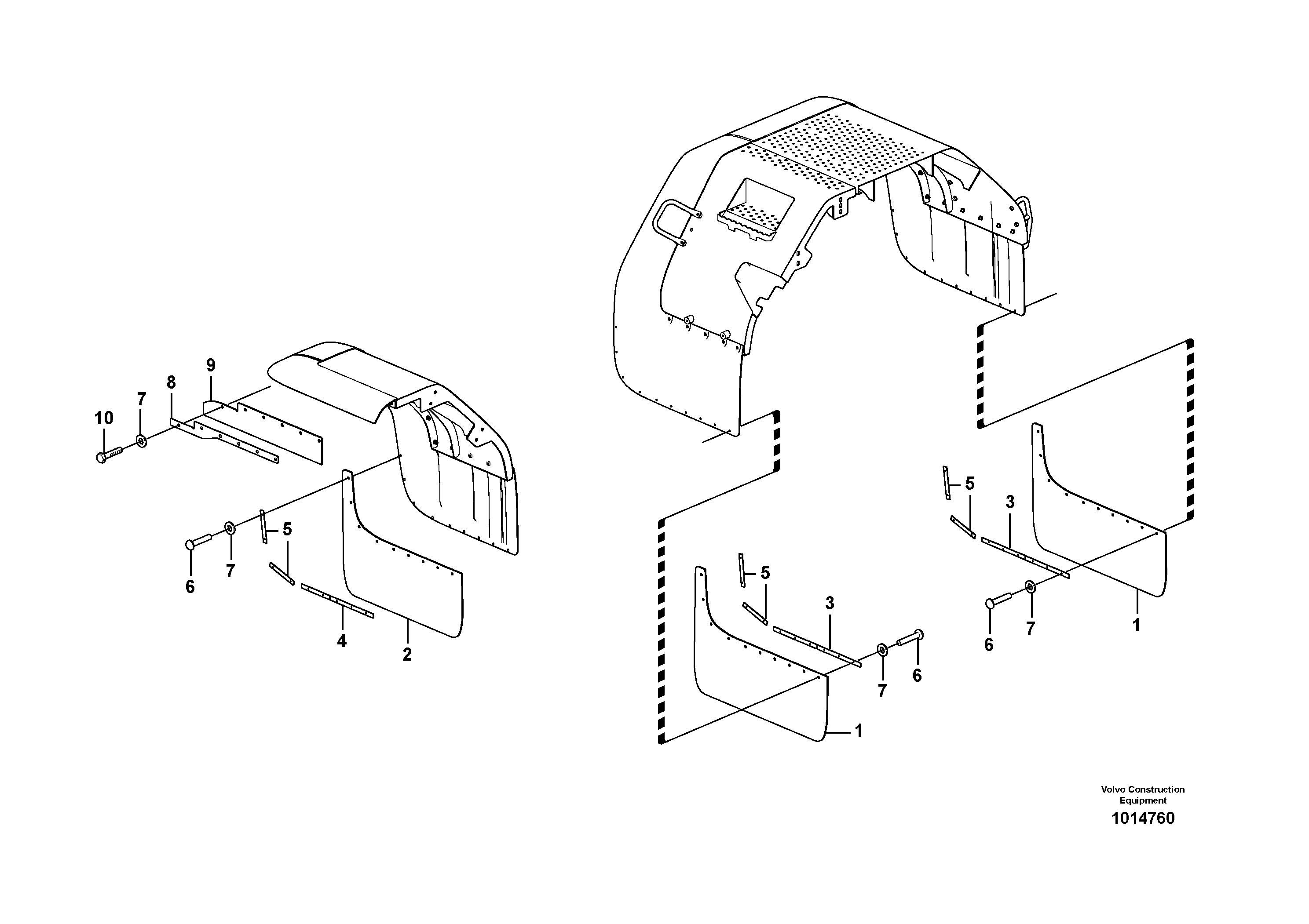 Fenders, front and rear.  82628, 82552 — volvo parts diagram