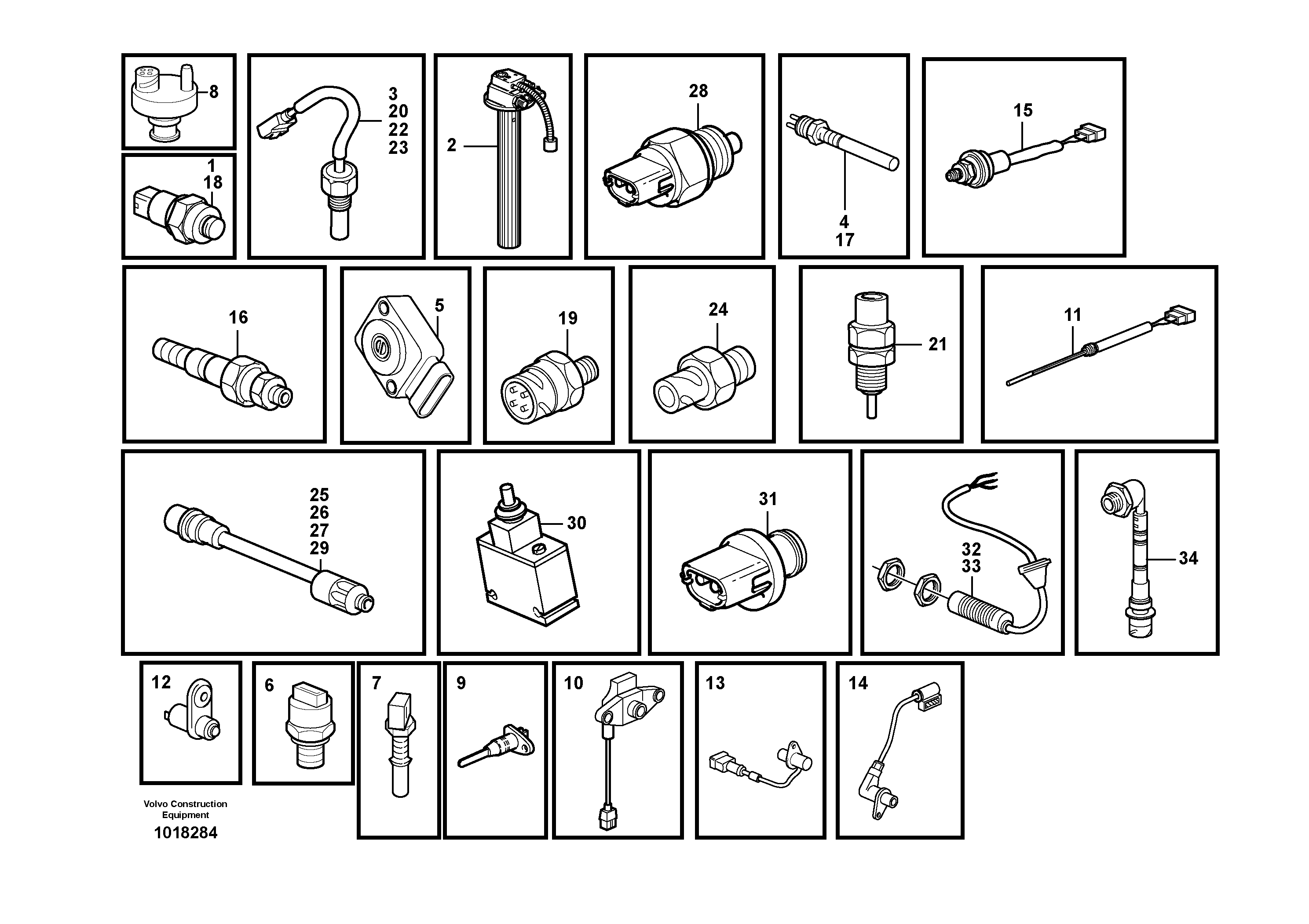 Sensors, reference list — volvo parts diagram