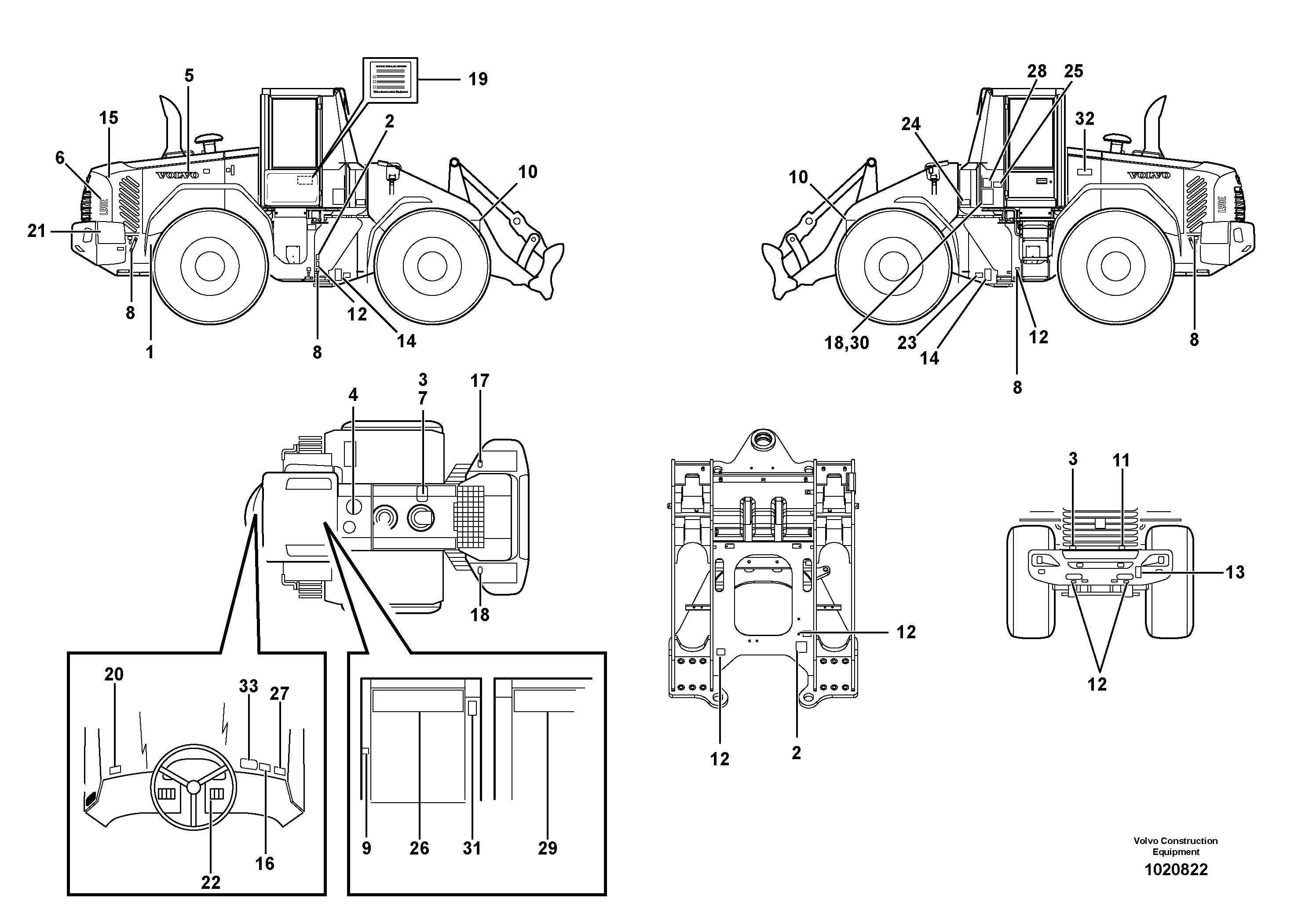 Sign plates and decals STD, OPEN ROPS — volvo parts diagram