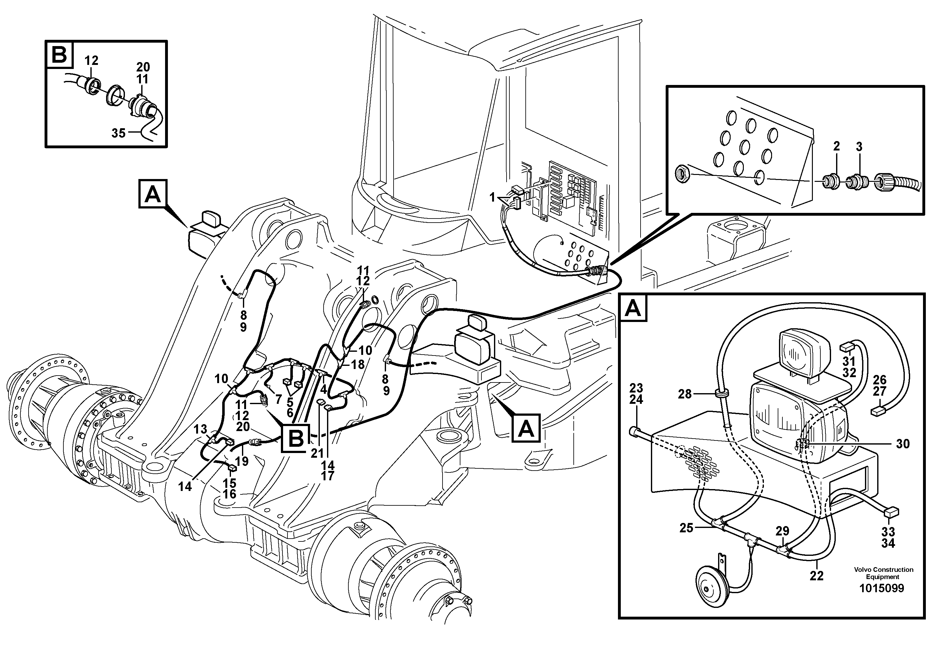 Cable harness, front  STD, OPEN ROPS, IRN — volvo parts diagram