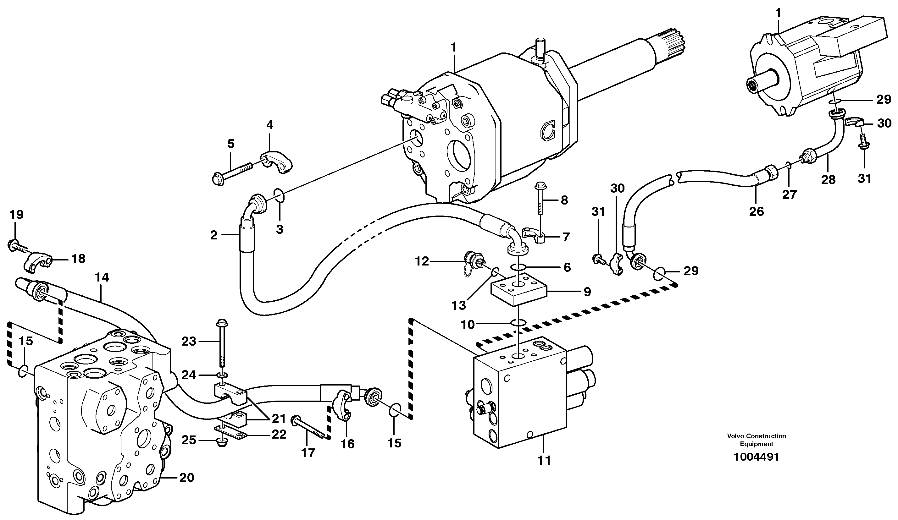 Hydraulic system, feed line — volvo parts diagram