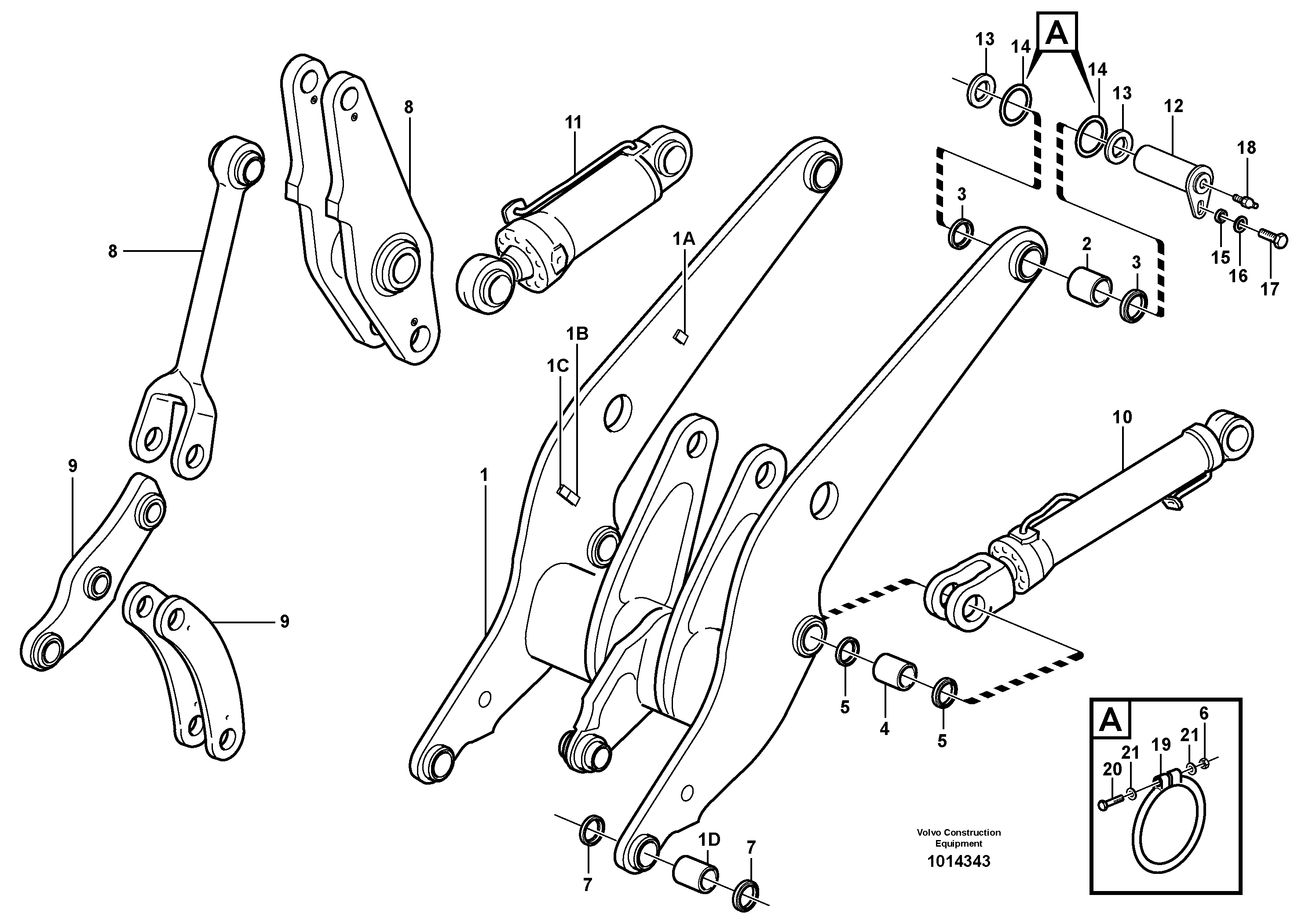 Lifting frame work with assembly parts — volvo parts diagram
