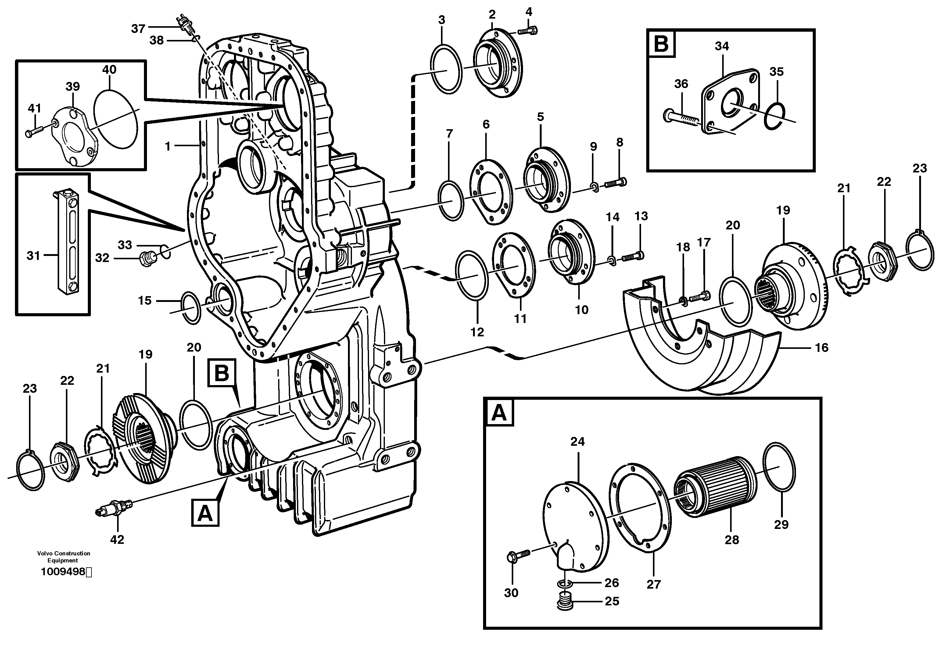 Transfer case, housing and covers — volvo parts diagram