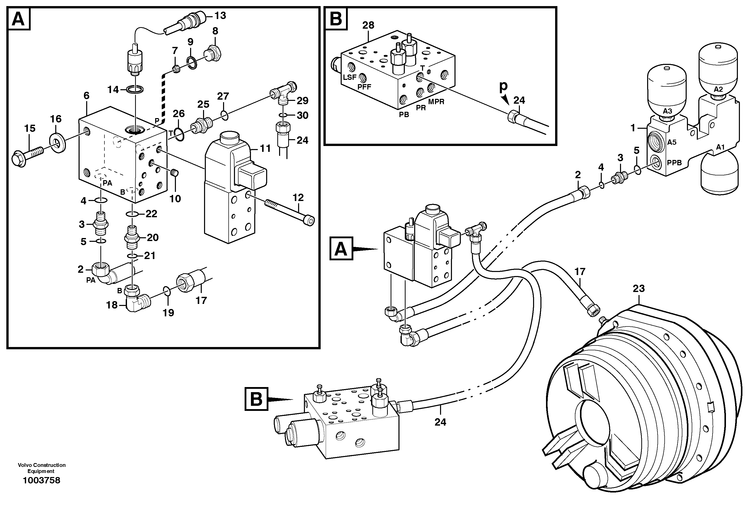 Parking brake system STD, 33286 OPEN ROPS — volvo parts diagram