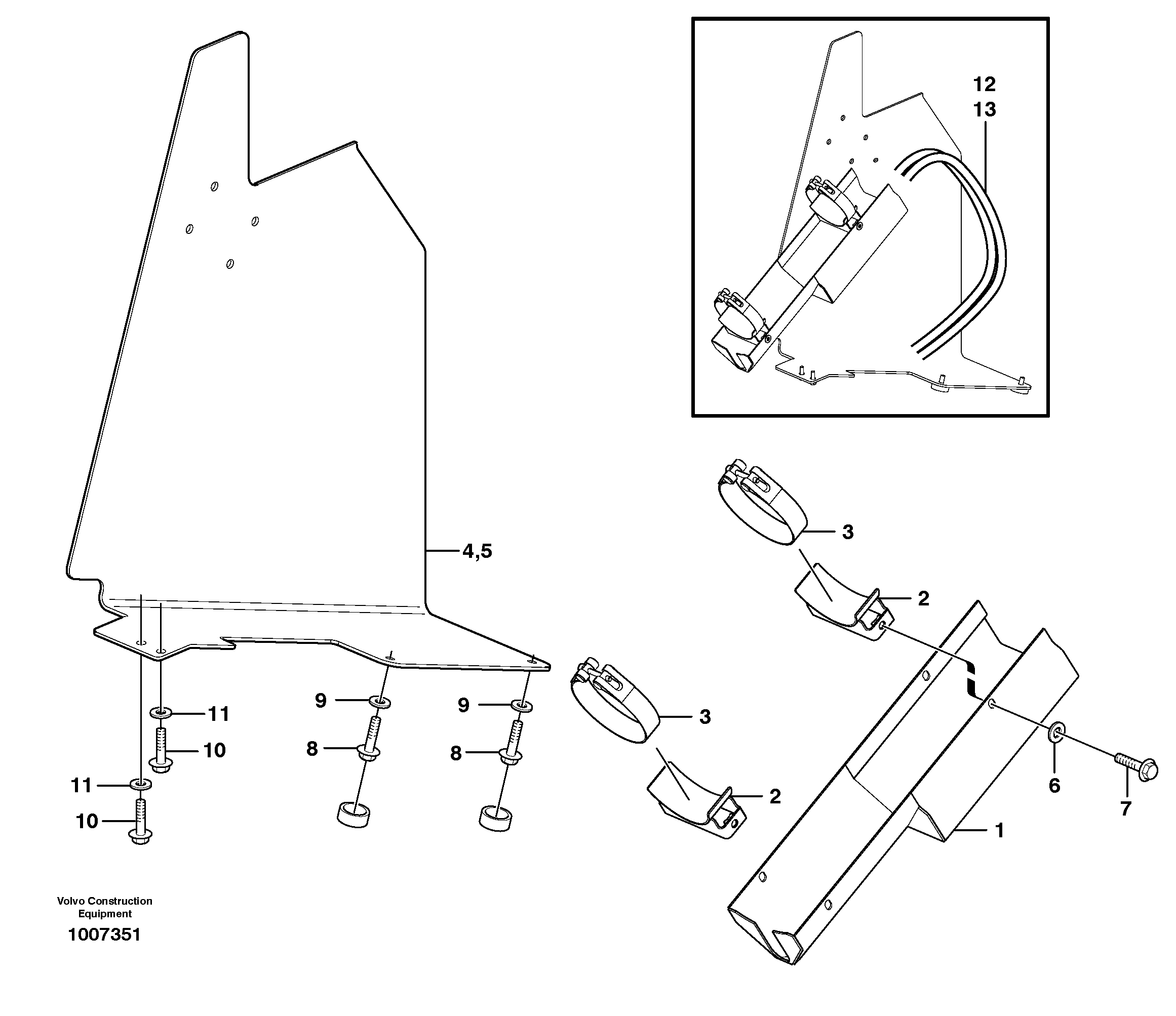 Hose protection, lift cylinder  82216 — volvo parts diagram