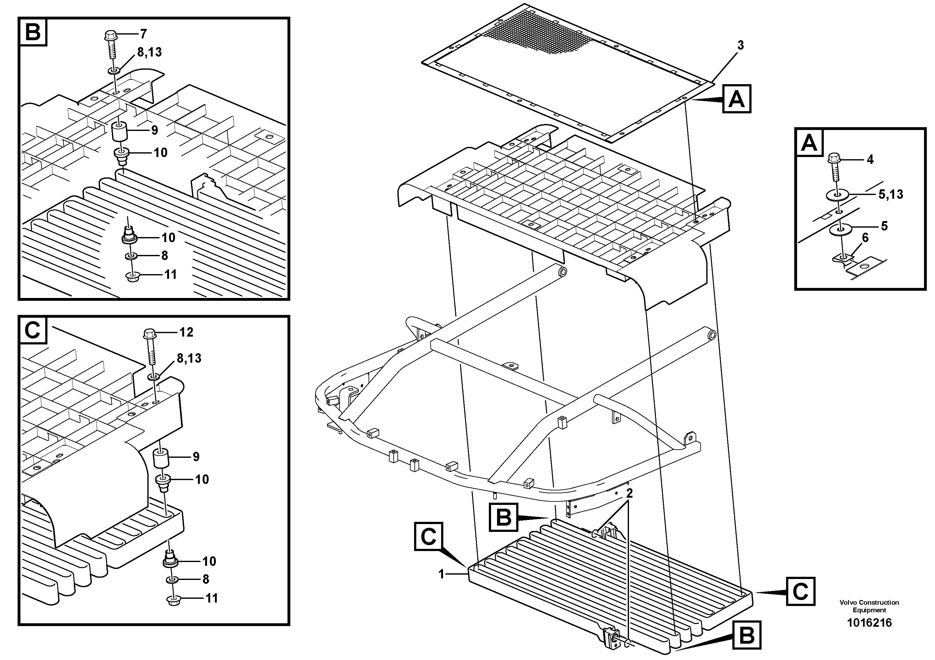 Condenser for cooling agent R134a with fitting parts. — volvo parts diagram