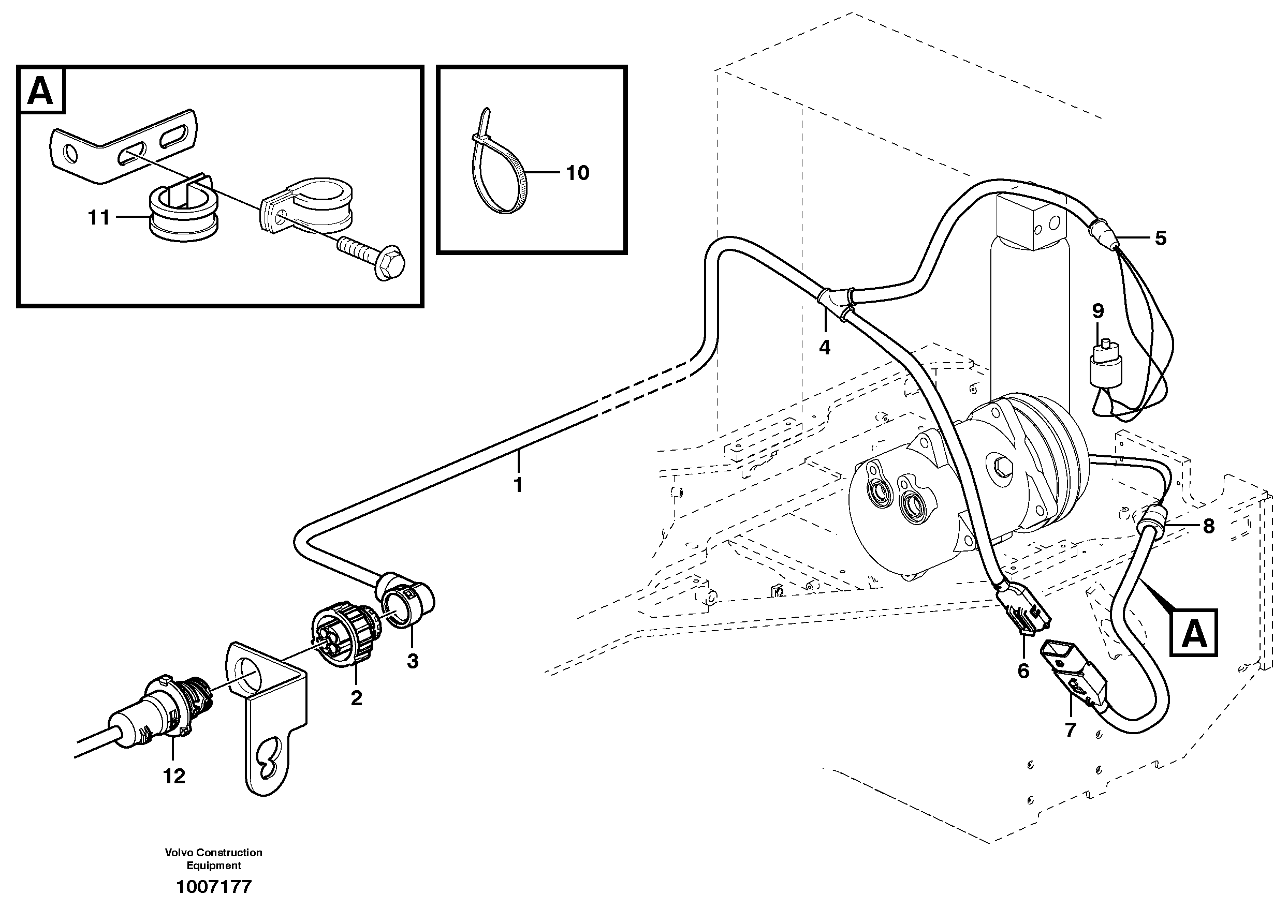 Cable harness, compressor  80813 ,80868, 82323, 82772, 82773 — volvo parts diagram