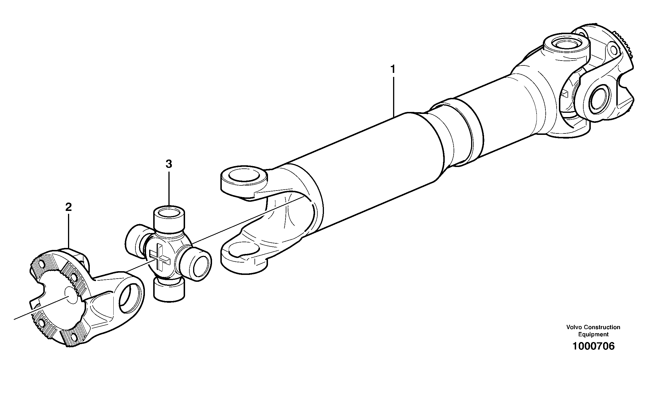 Propeller shaft middle STD, OPEN ROPS — volvo parts diagram