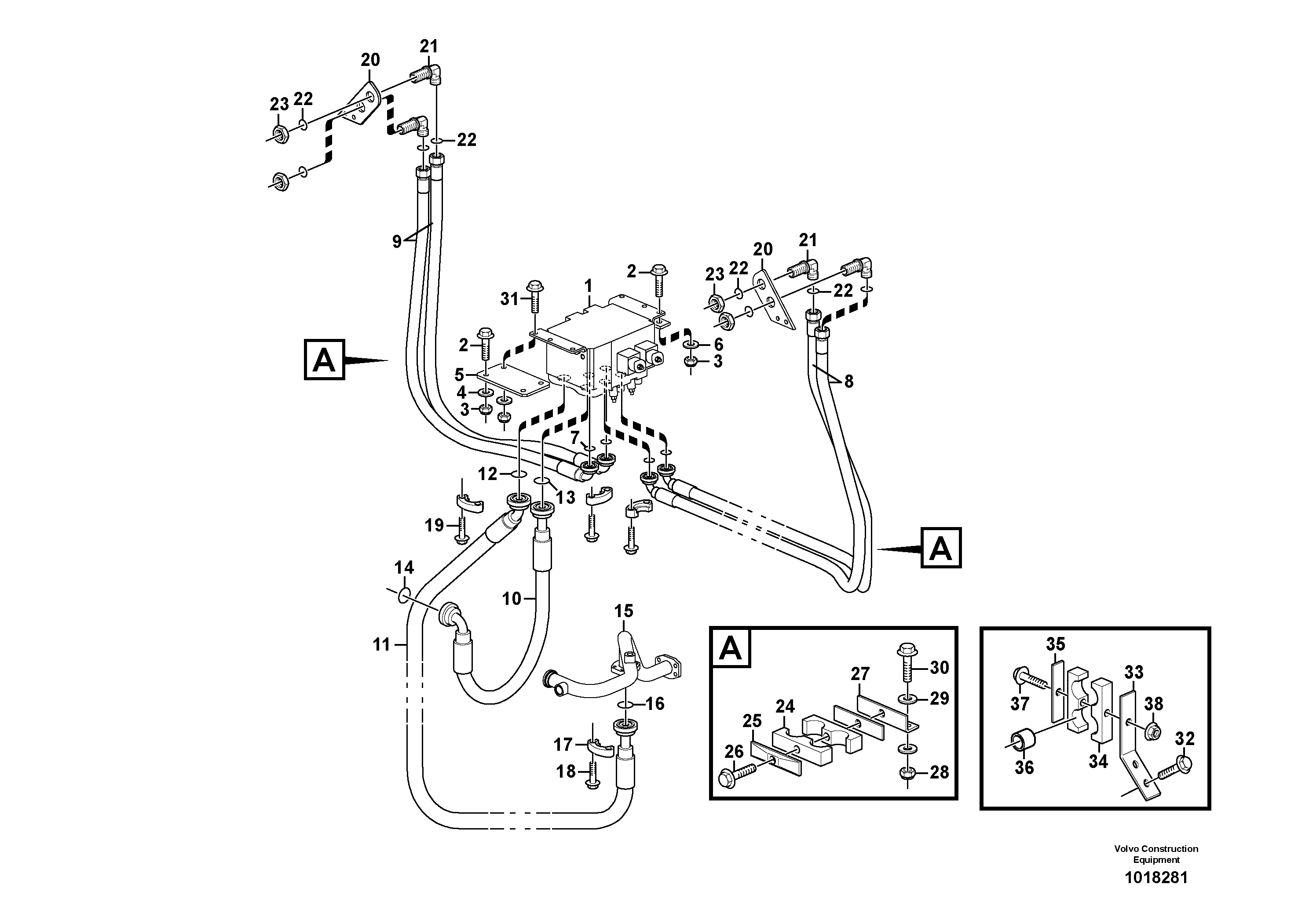 Hydraulic system, 3rd and 4th function. Feed and return lines.  80930, 82050, 82728, 83468, 83490 — volvo parts diagram