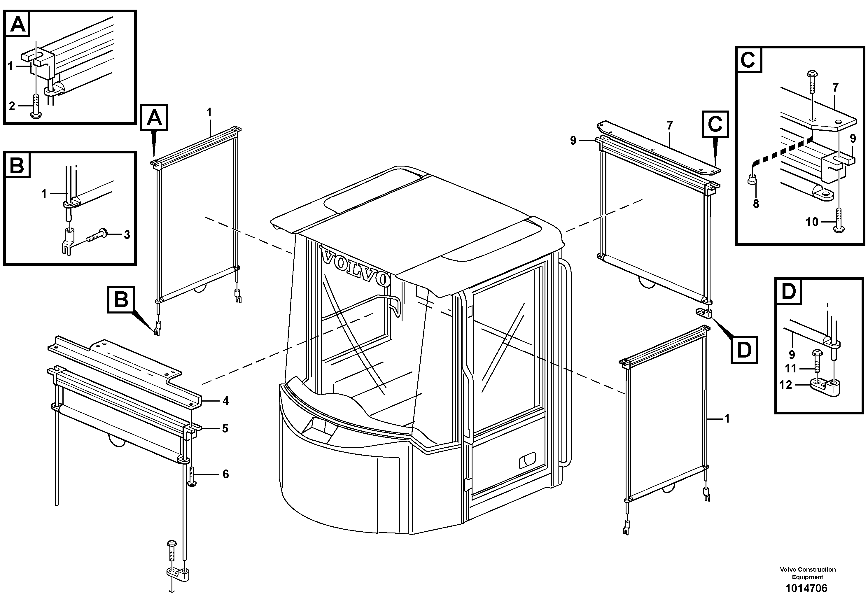 Interior components, sun blinds. 80307, 80308 — volvo parts diagram