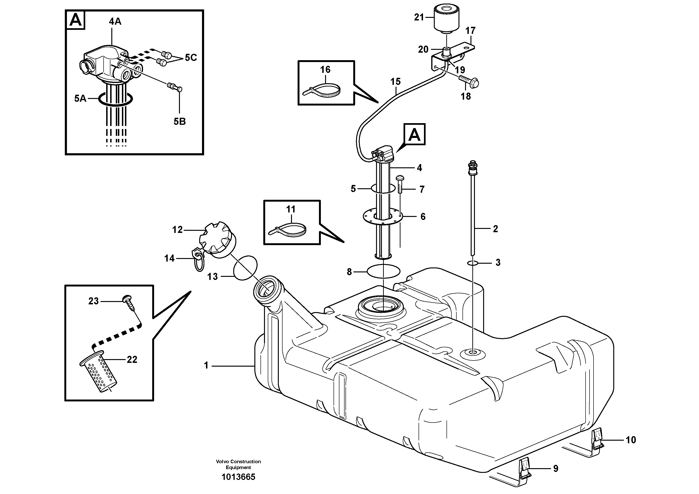 Fuel tank with fitting parts — volvo parts diagram
