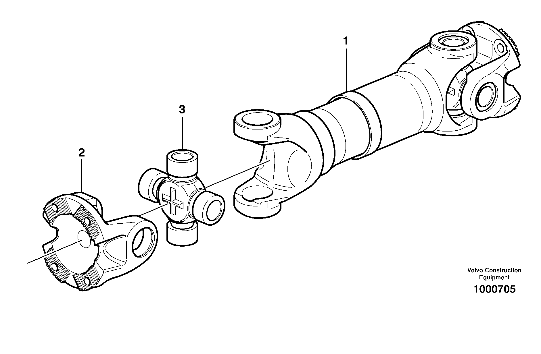 Propellershaft rear STD, OPEN ROPS — volvo parts diagram