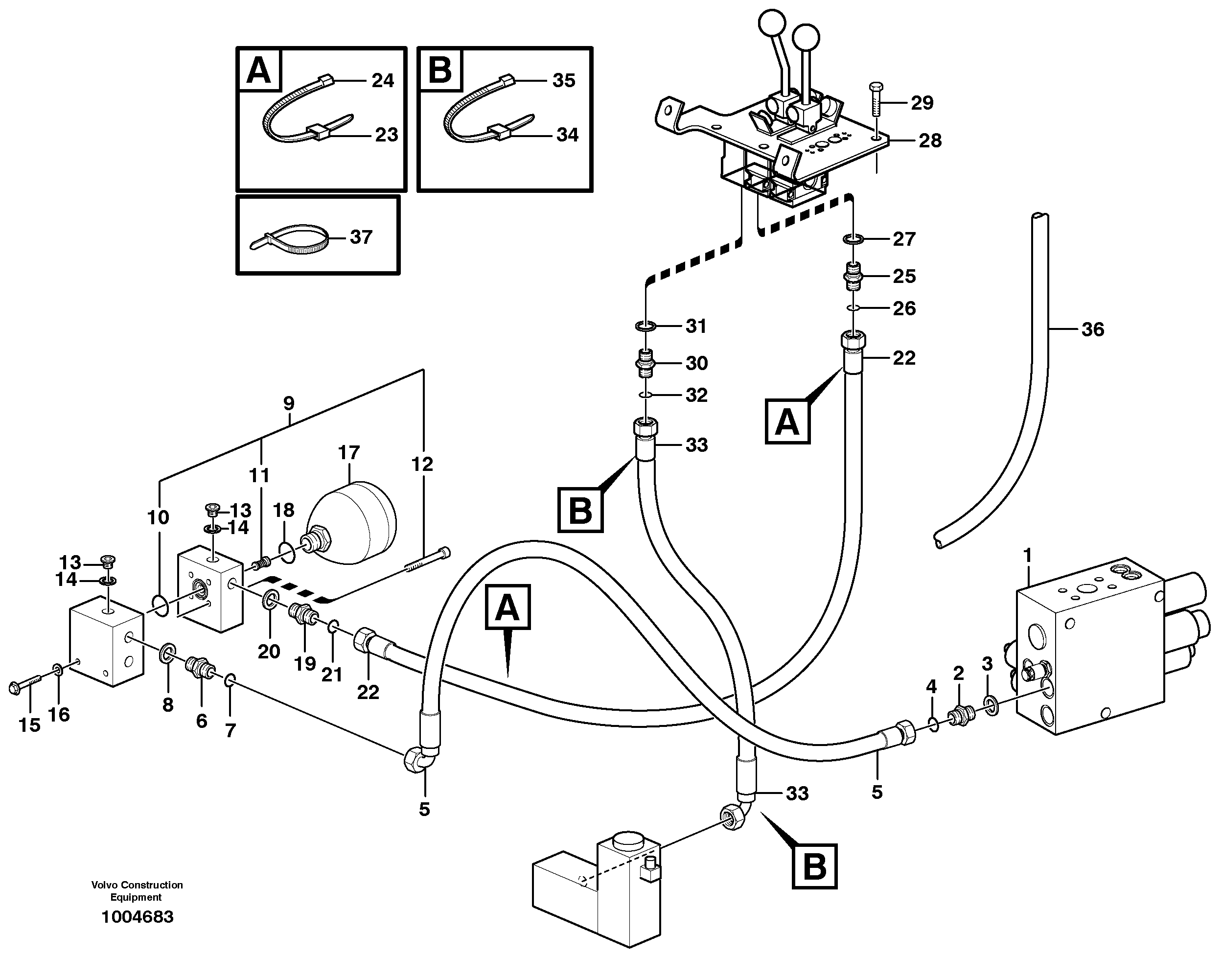 Servo - hydraulic  STD, OPEN ROPS, IRN — volvo parts diagram