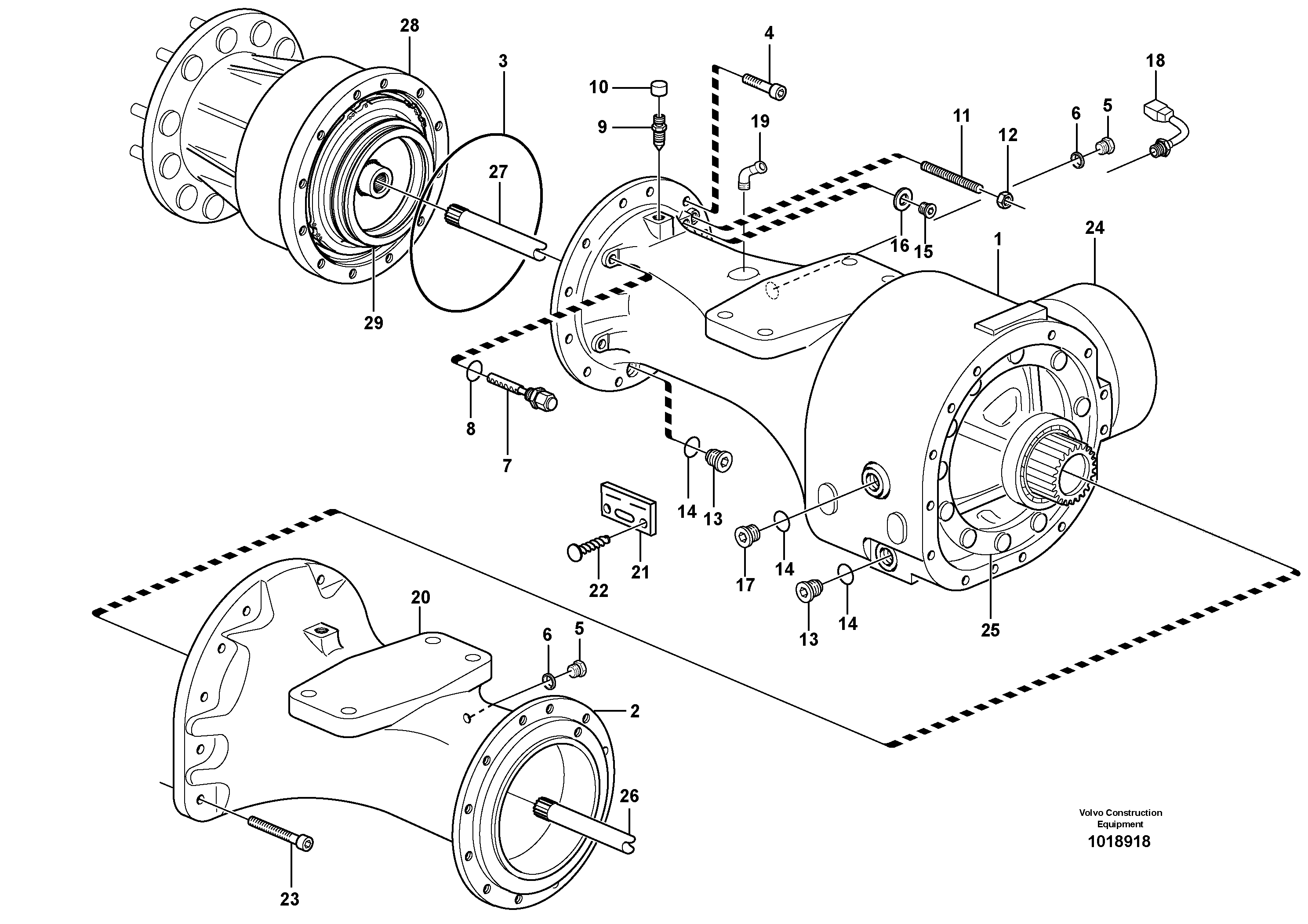 Planetary axle, front  AWB 25 — volvo parts diagram
