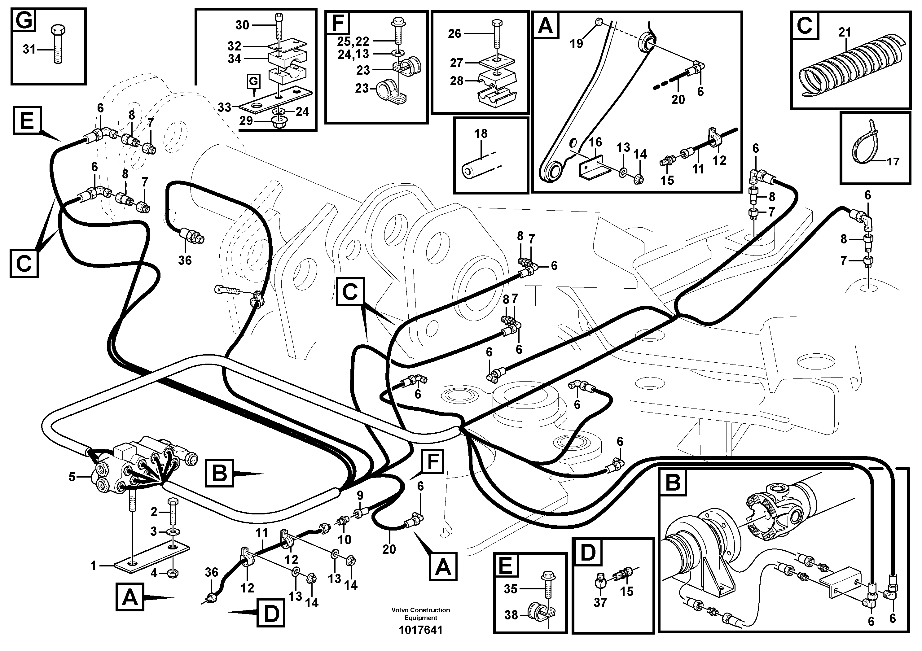 Central lubrication with fitting parts. B1  82377 — volvo parts diagram