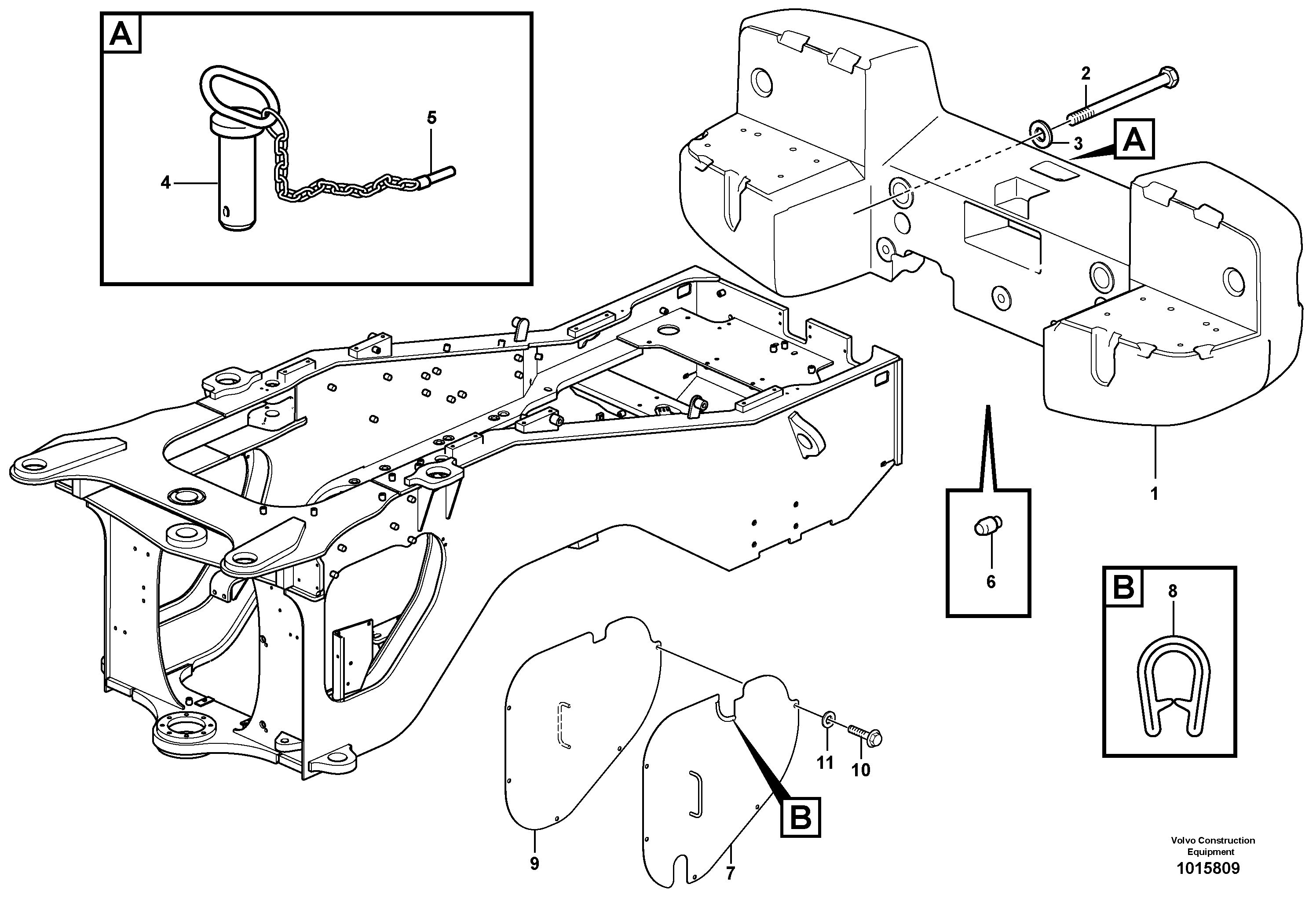 Rear hitch and counterweight STD, OPEN ROPS, IRN — volvo parts diagram