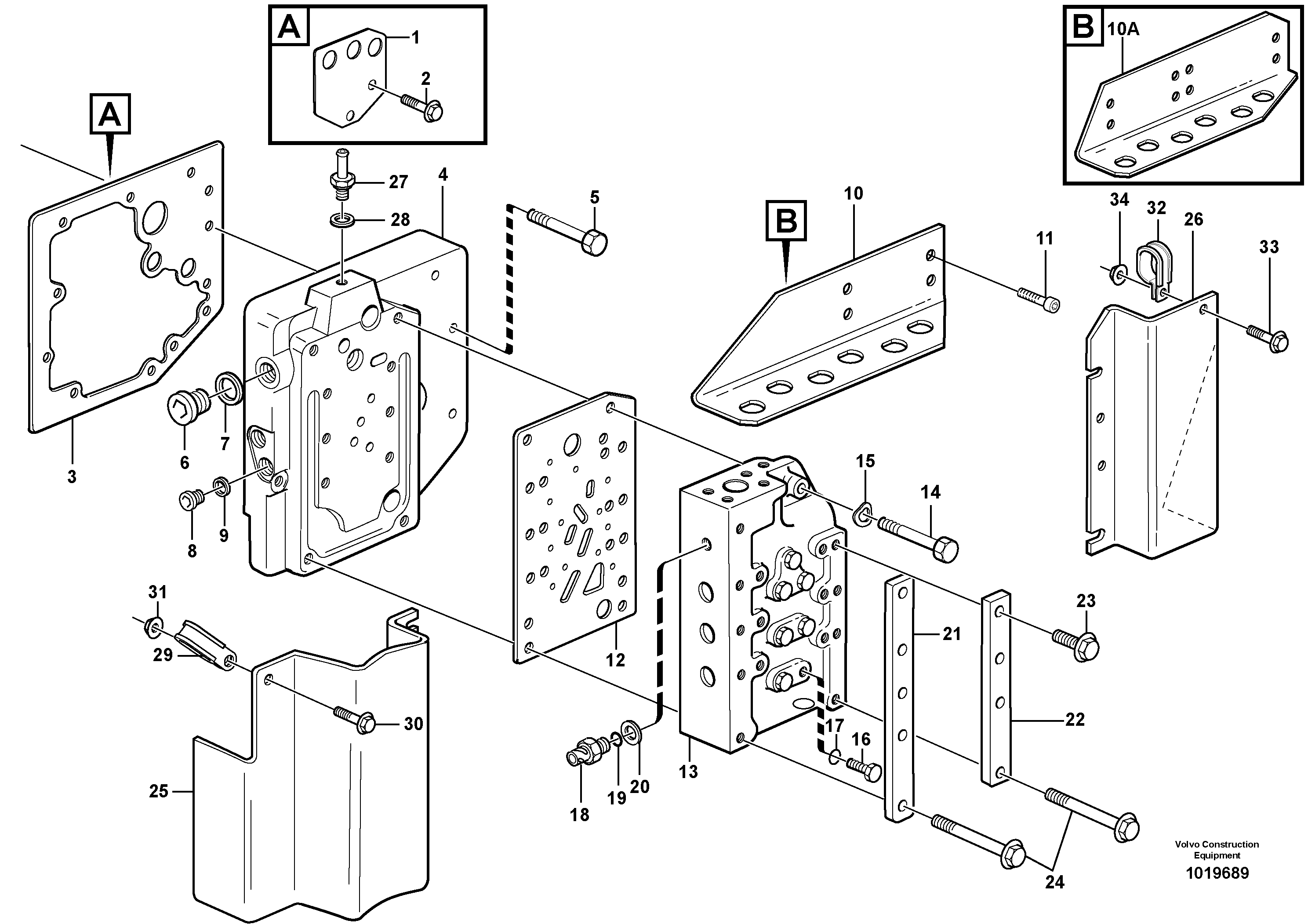 Range selector valve with fitting parts — volvo parts diagram