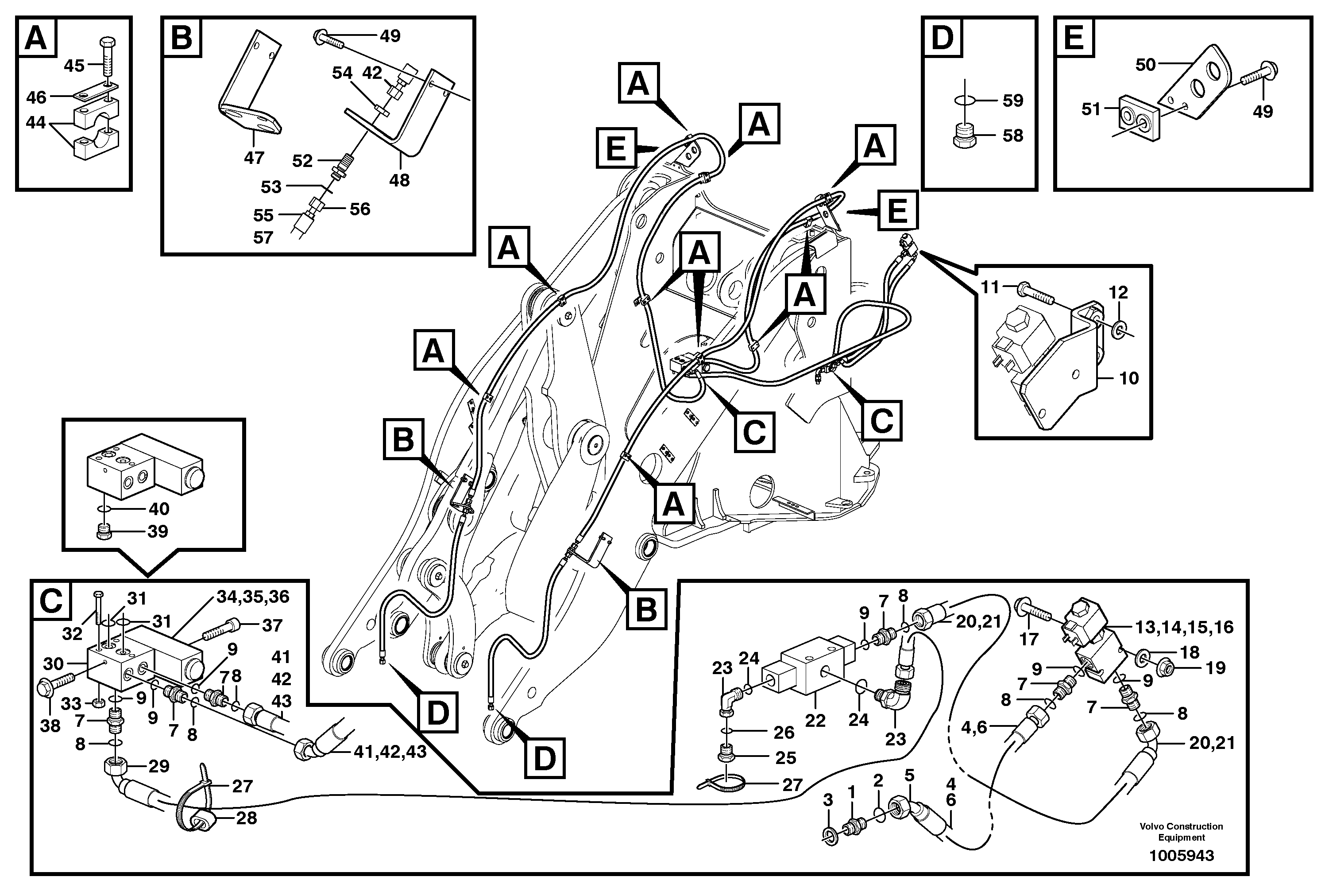 Hydraulic system for attachment bracket.  80933 — volvo parts diagram