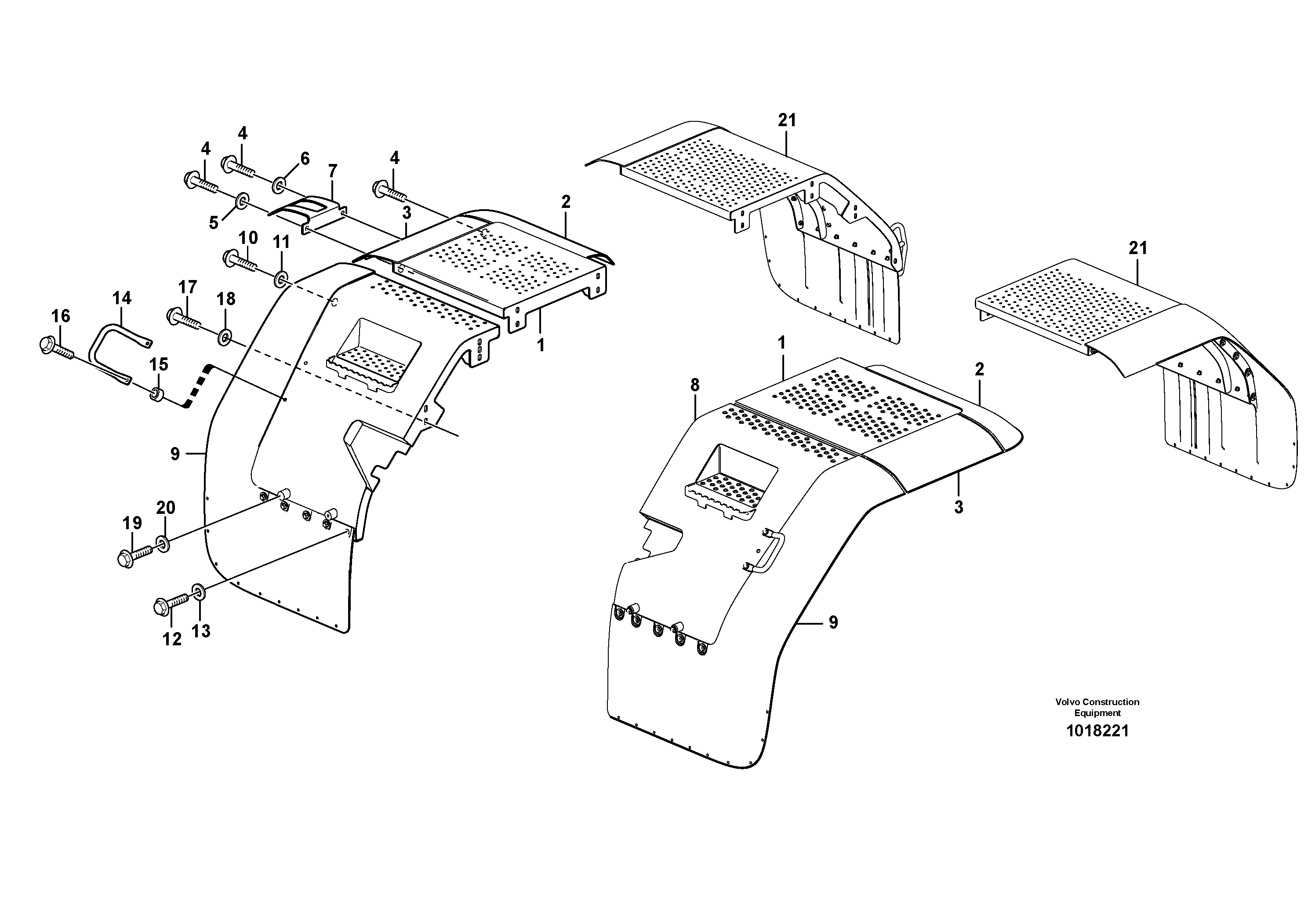 Fender, rear  SER NO 20005 -, SER NO 66001 - USA, SER NO 70801 - BRA — volvo parts diagram