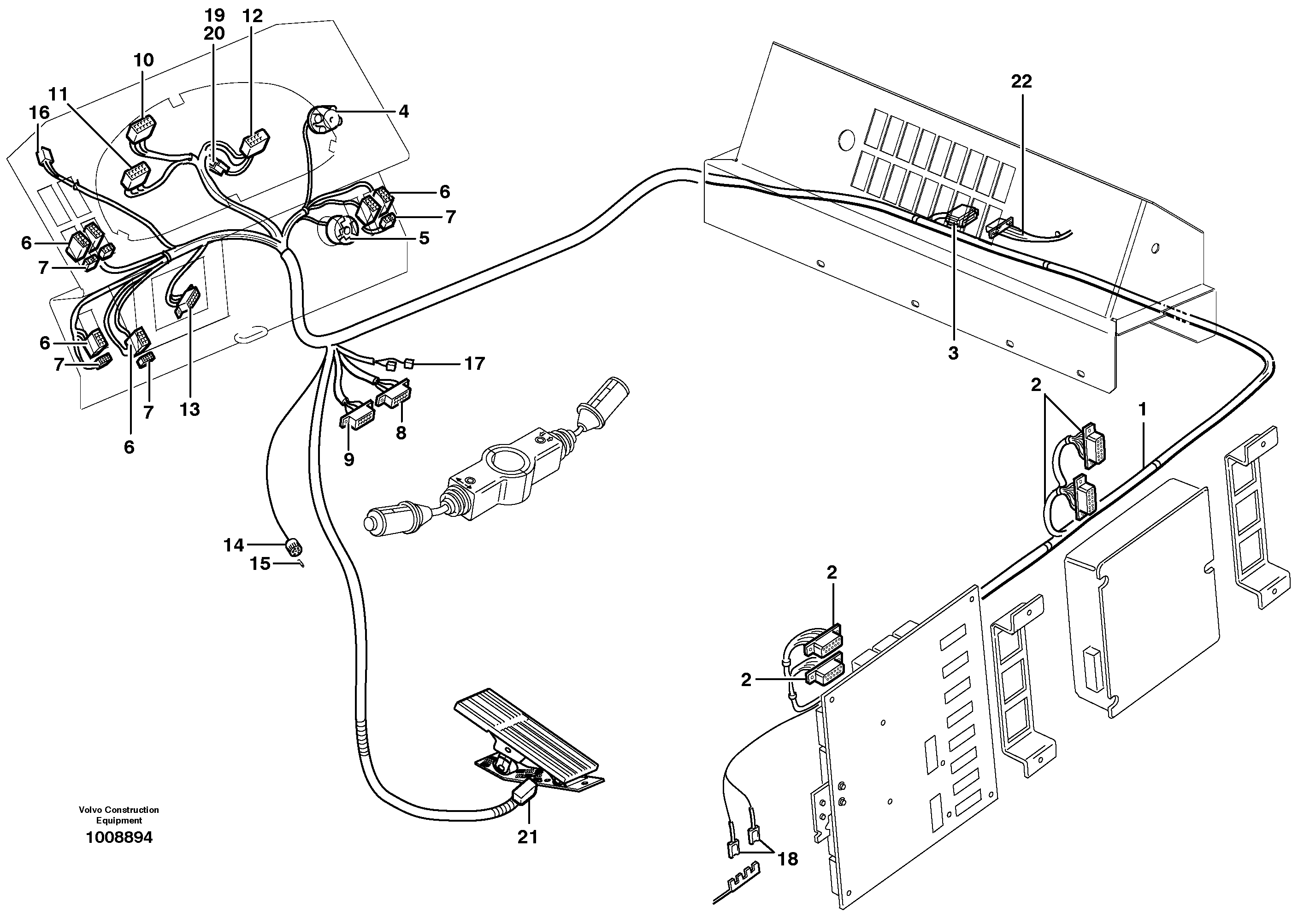 Cable harnesses, instrument panel  OPEN ROPS — volvo parts diagram