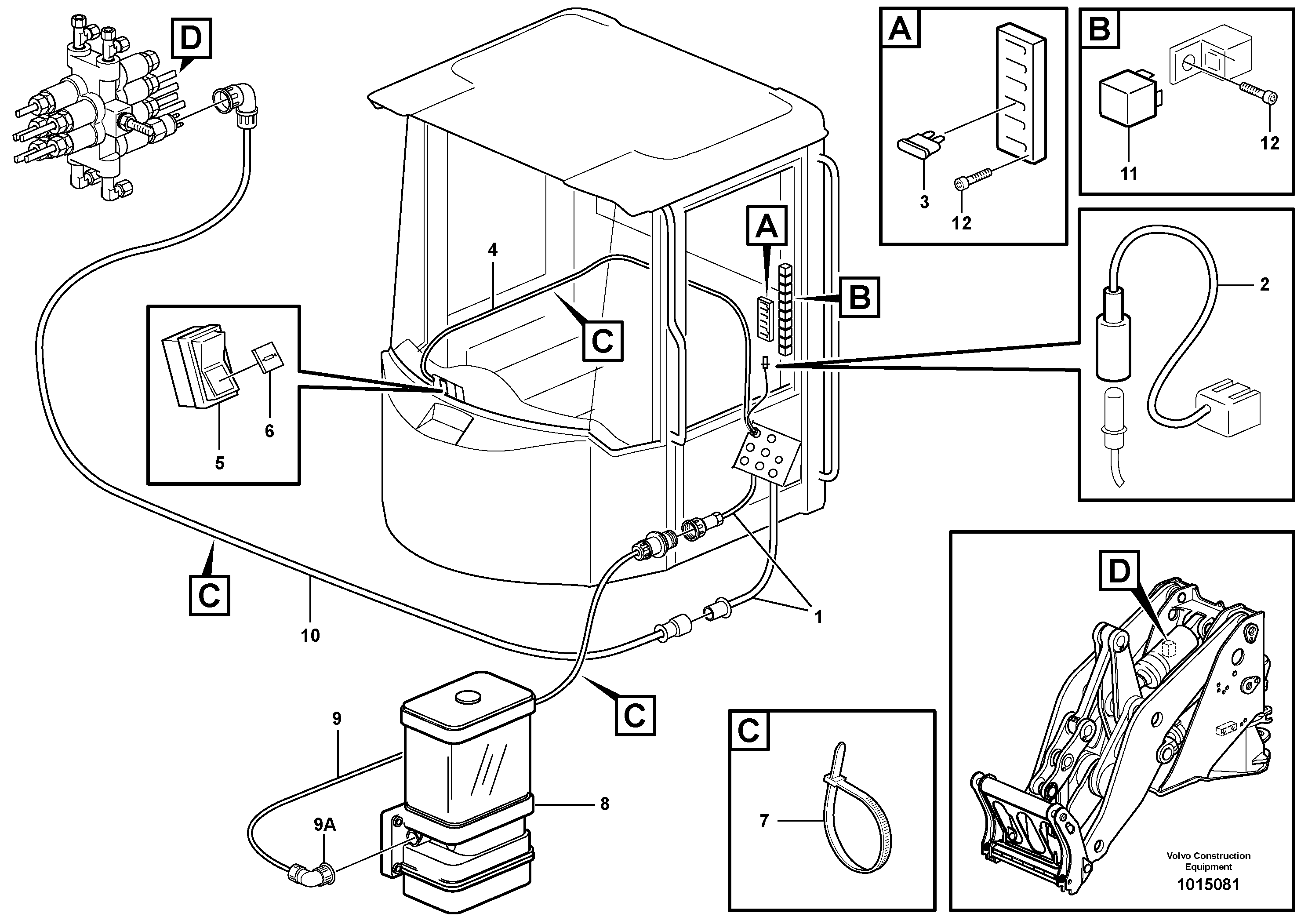 Cable harness, central lubrication.  82377, 82378 — volvo parts diagram
