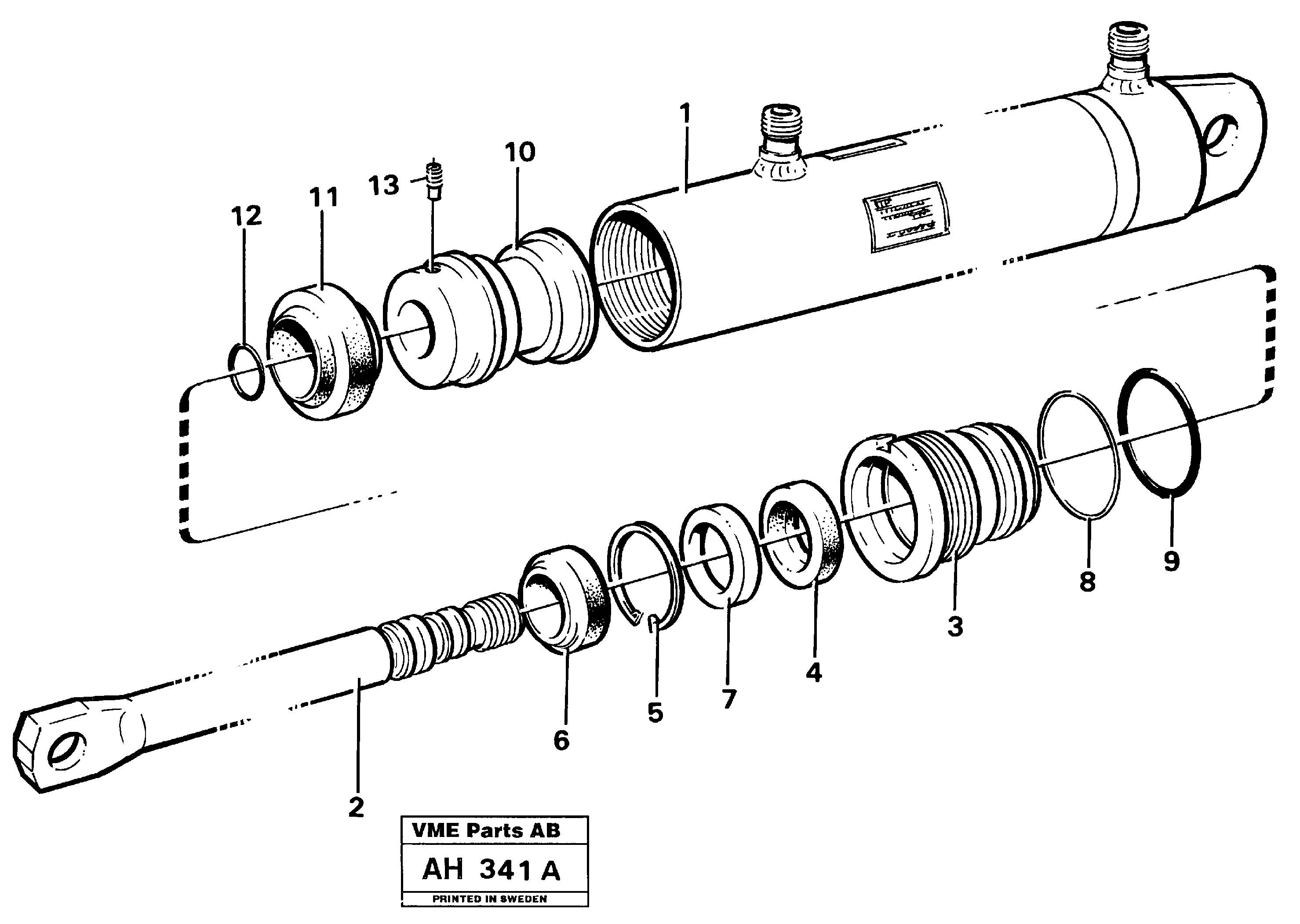 Hydraulic cylinder 90423, 91541 — volvo parts diagram