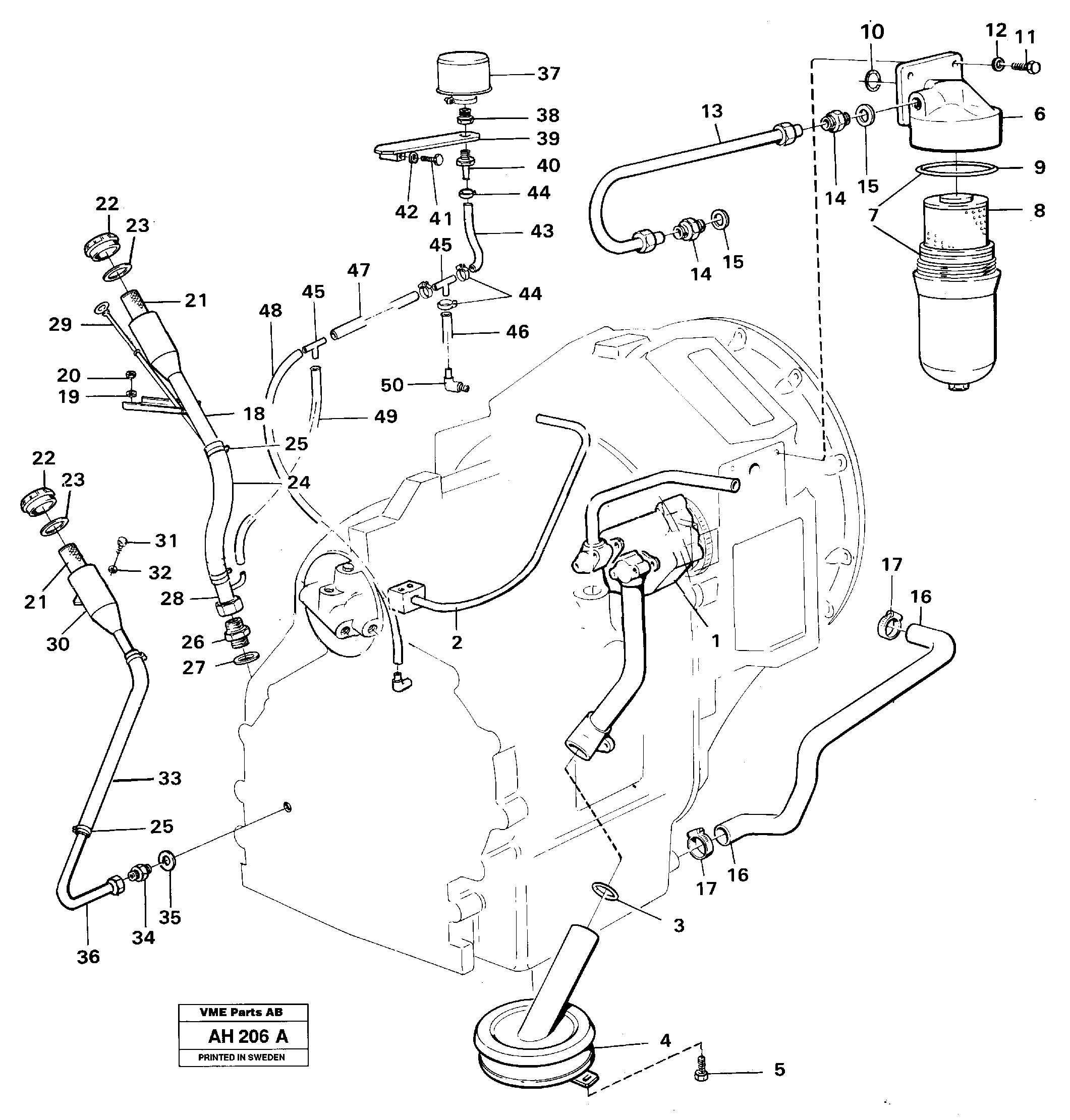 Oil filler and dipstick — volvo parts diagram