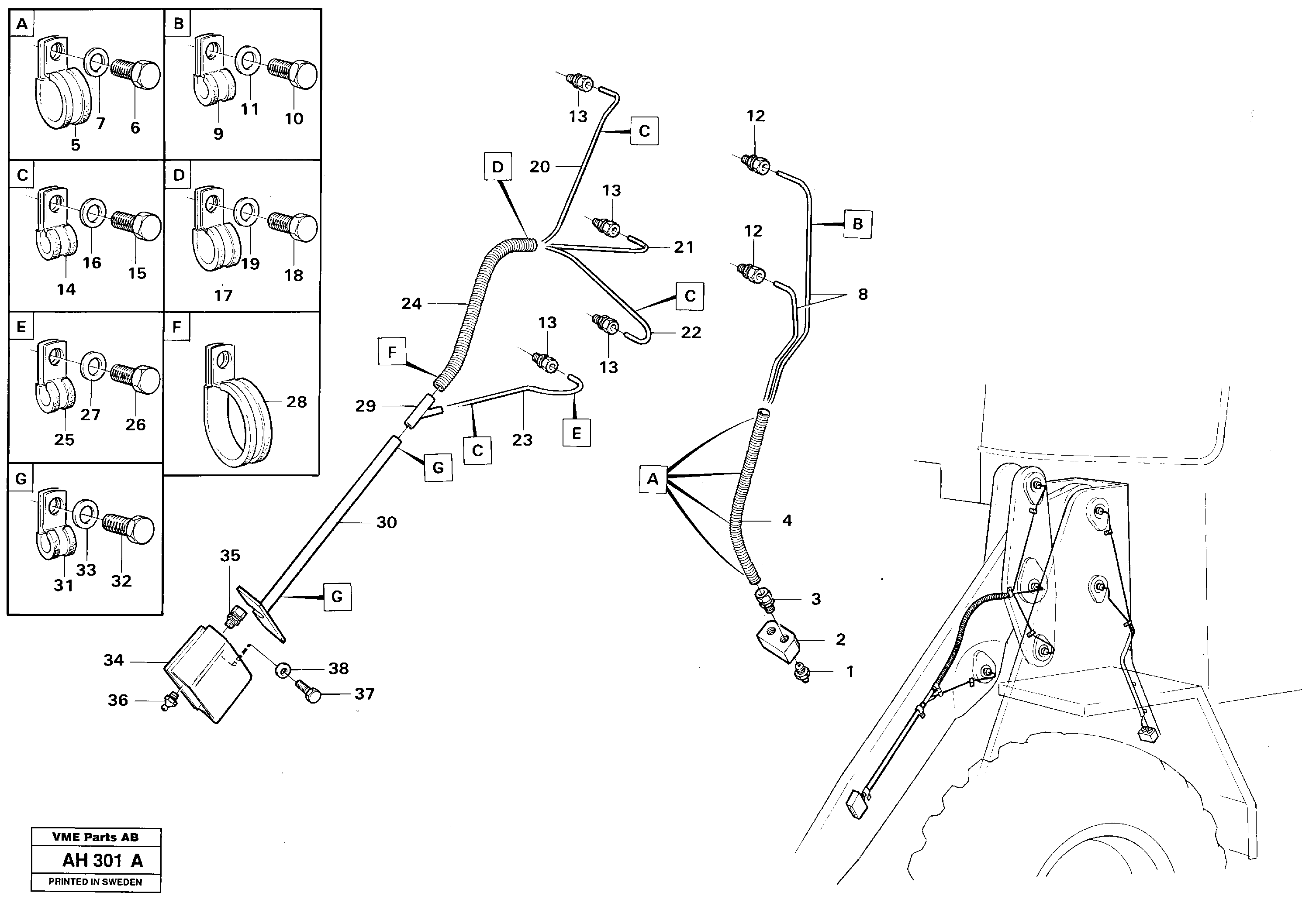 Extended lubepoints for loader linkage. 91639 — volvo parts diagram