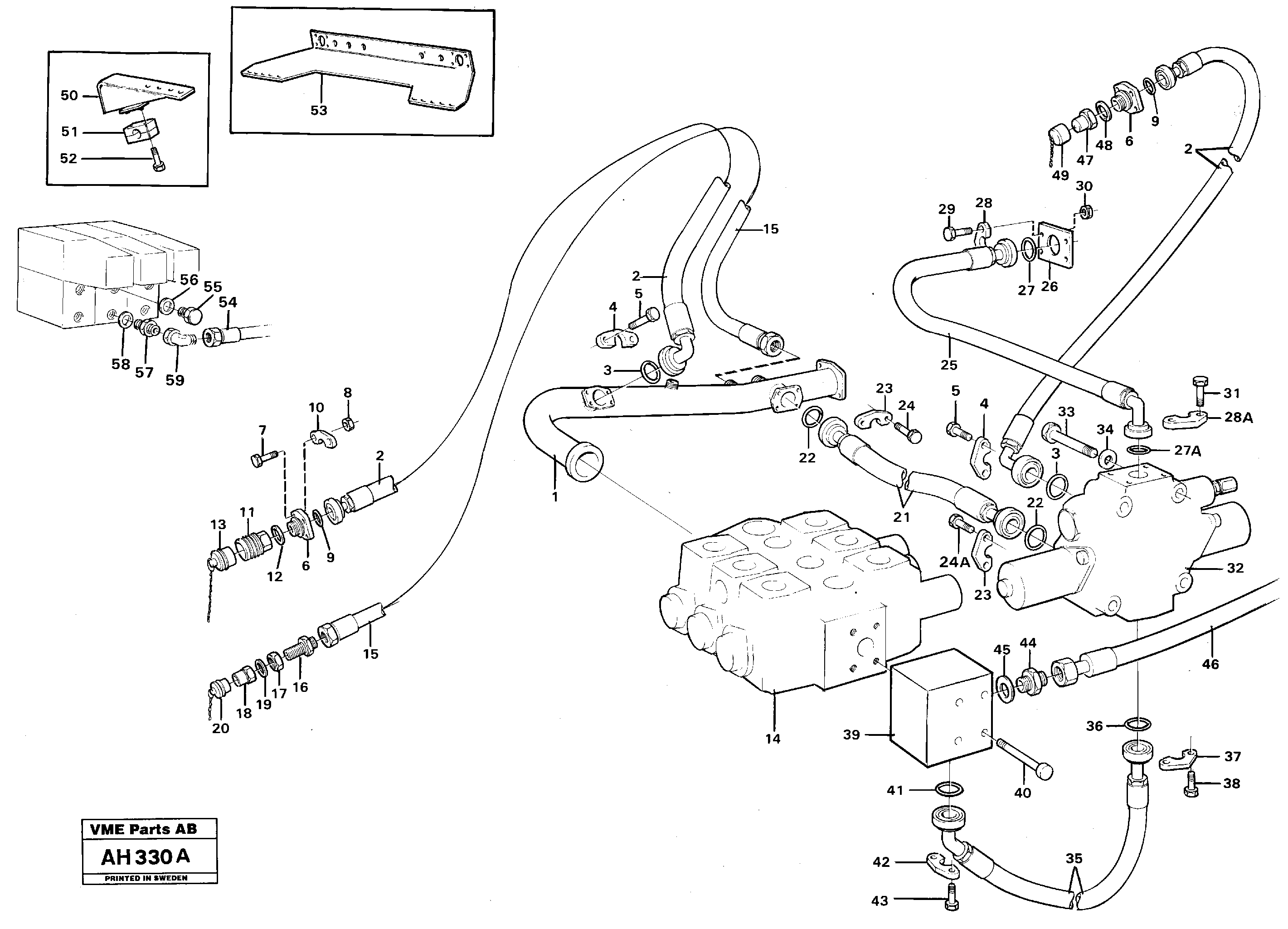 Pipe and hoses 2 - circuit hydr.system  92418 — volvo parts diagram