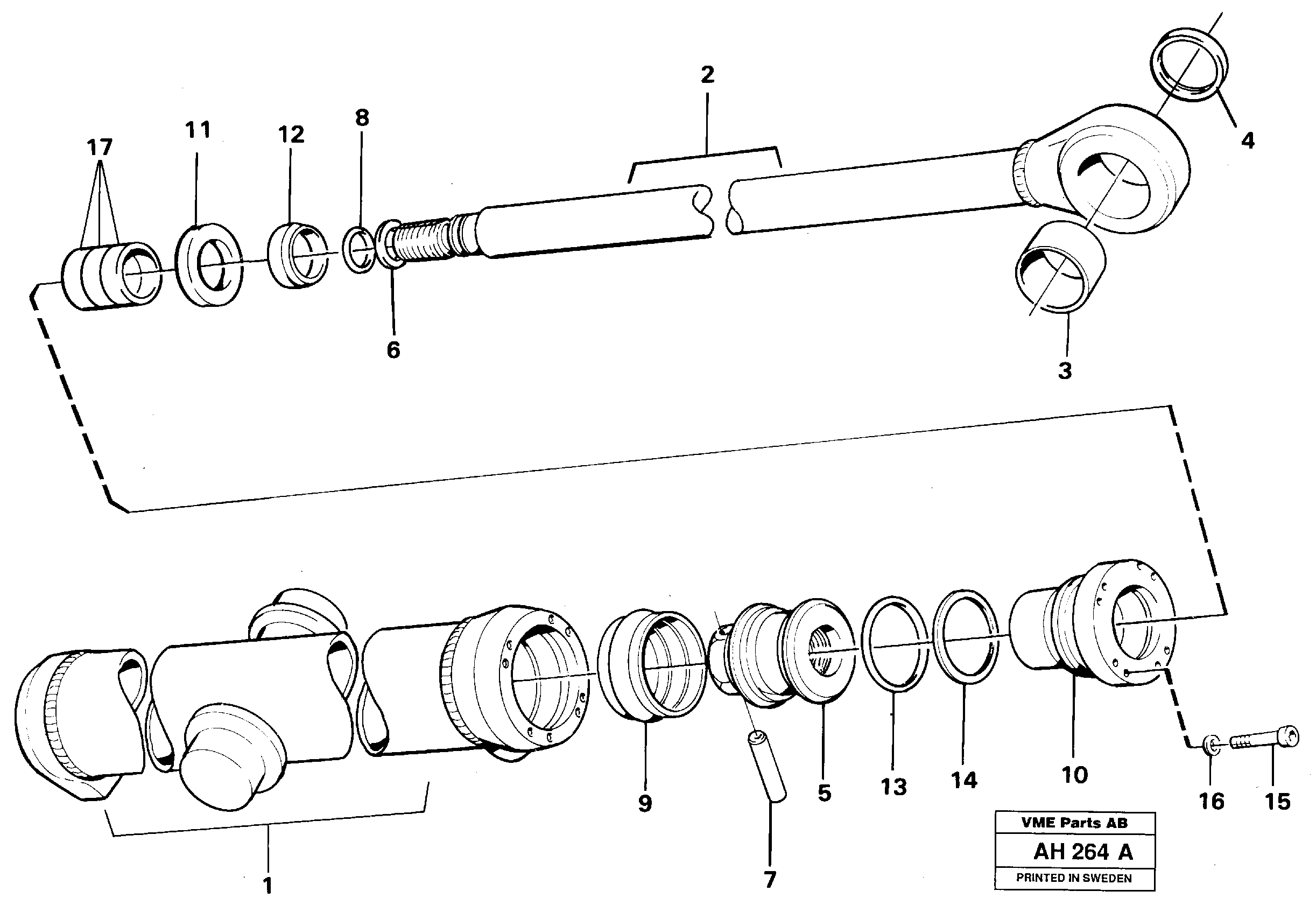 Hydraulic cylinder lifting — volvo parts diagram