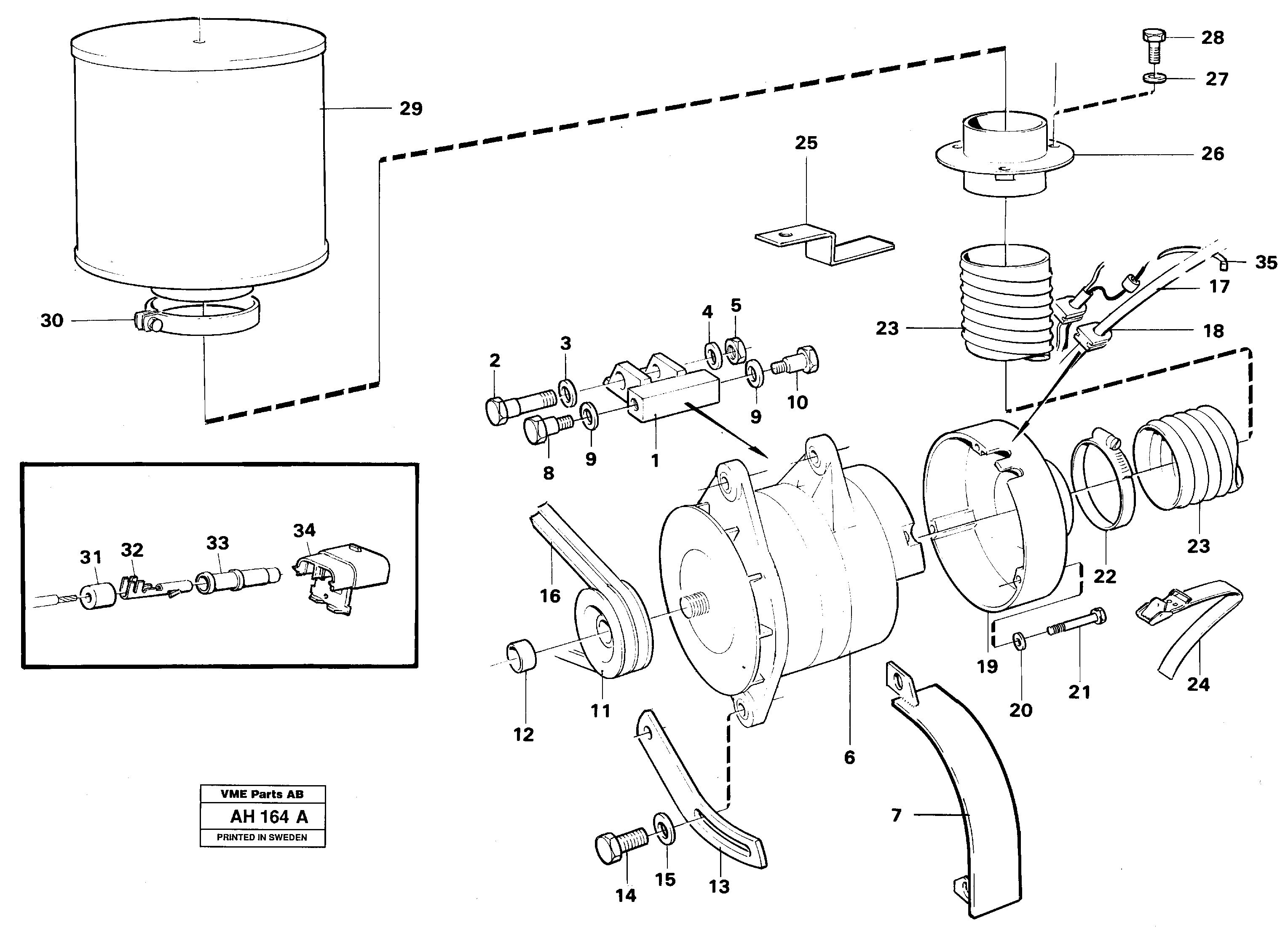 Brushles alternator 50a, 91956 — volvo parts diagram