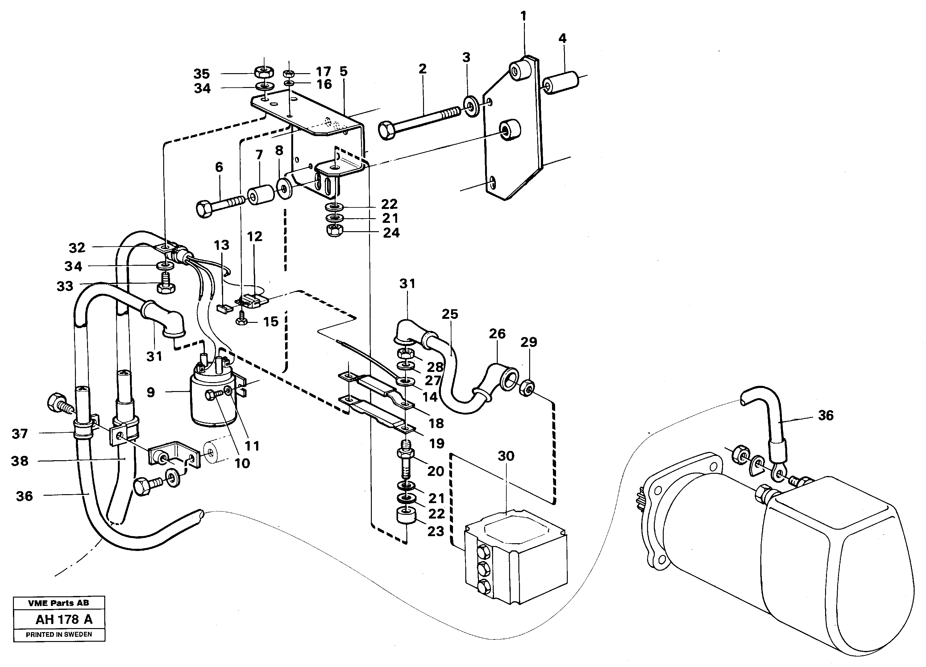 Starter element with fitting parts 92026, 92006, 92543 — volvo parts diagram