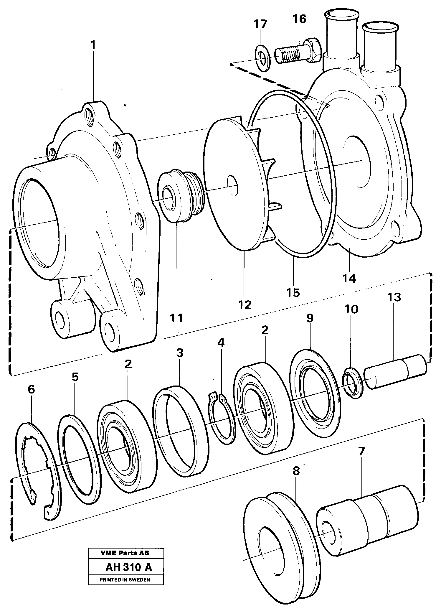 Water pump 92006, ENG - 86347 — volvo parts diagram