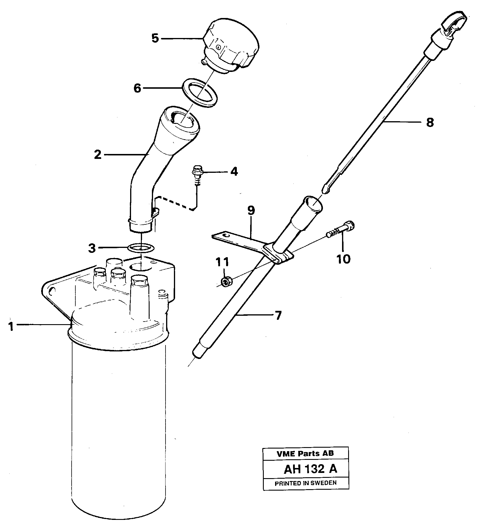 Oil filler and dipstick — volvo parts diagram