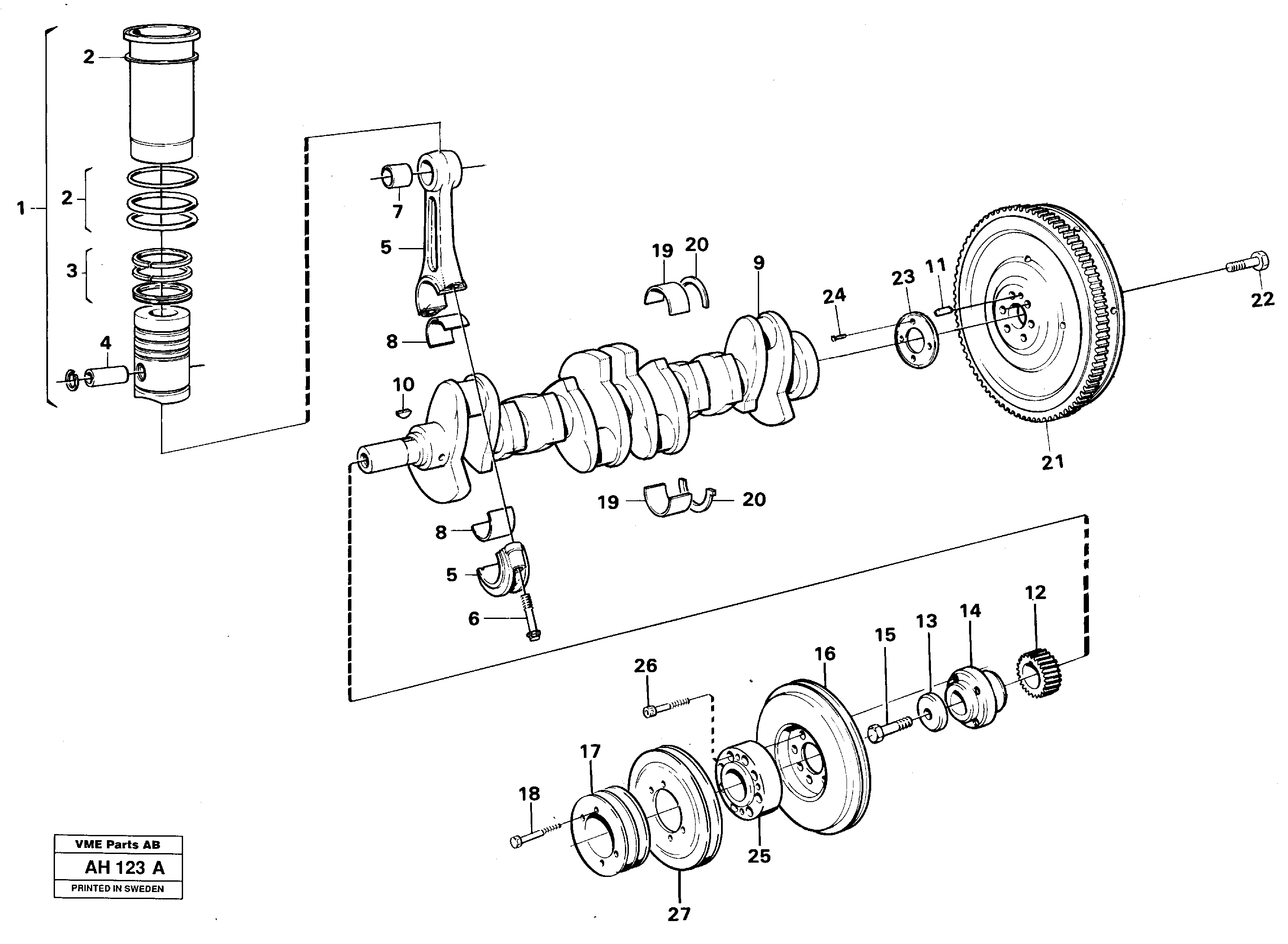 Crankshaft and related parts — volvo parts diagram