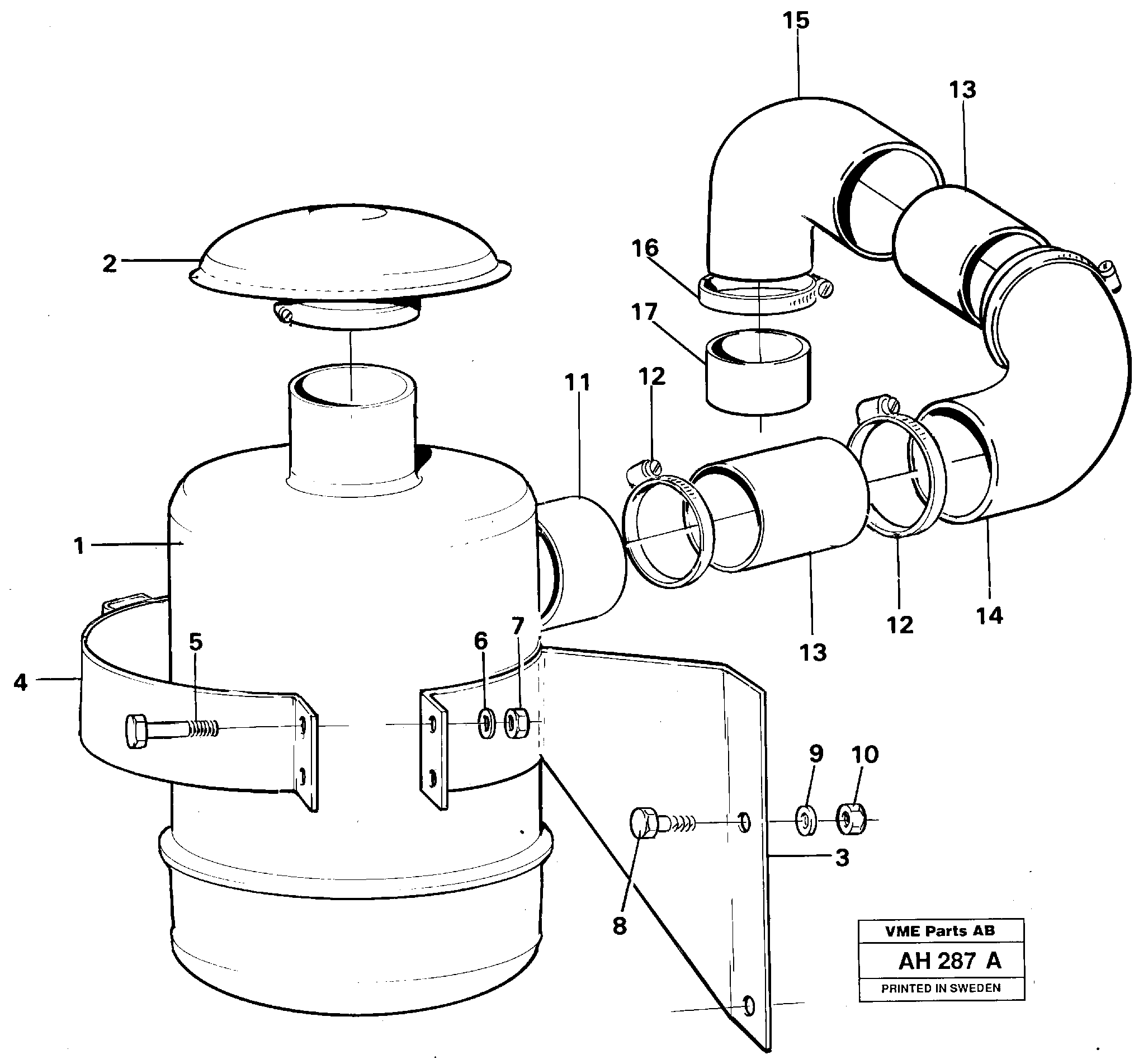 Oil bath filter 92037 — volvo parts diagram