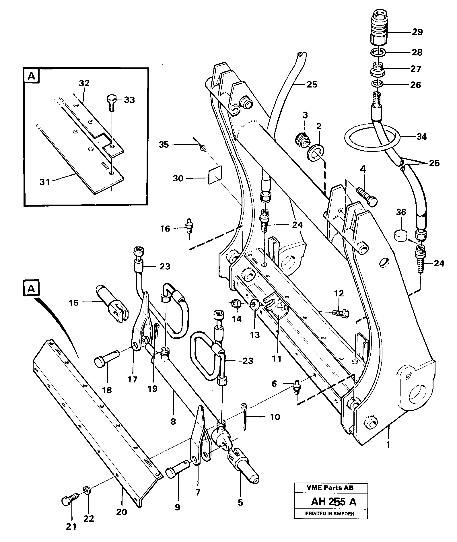 Hydraulic attachment bracket, 90423, 91541 — volvo parts diagram