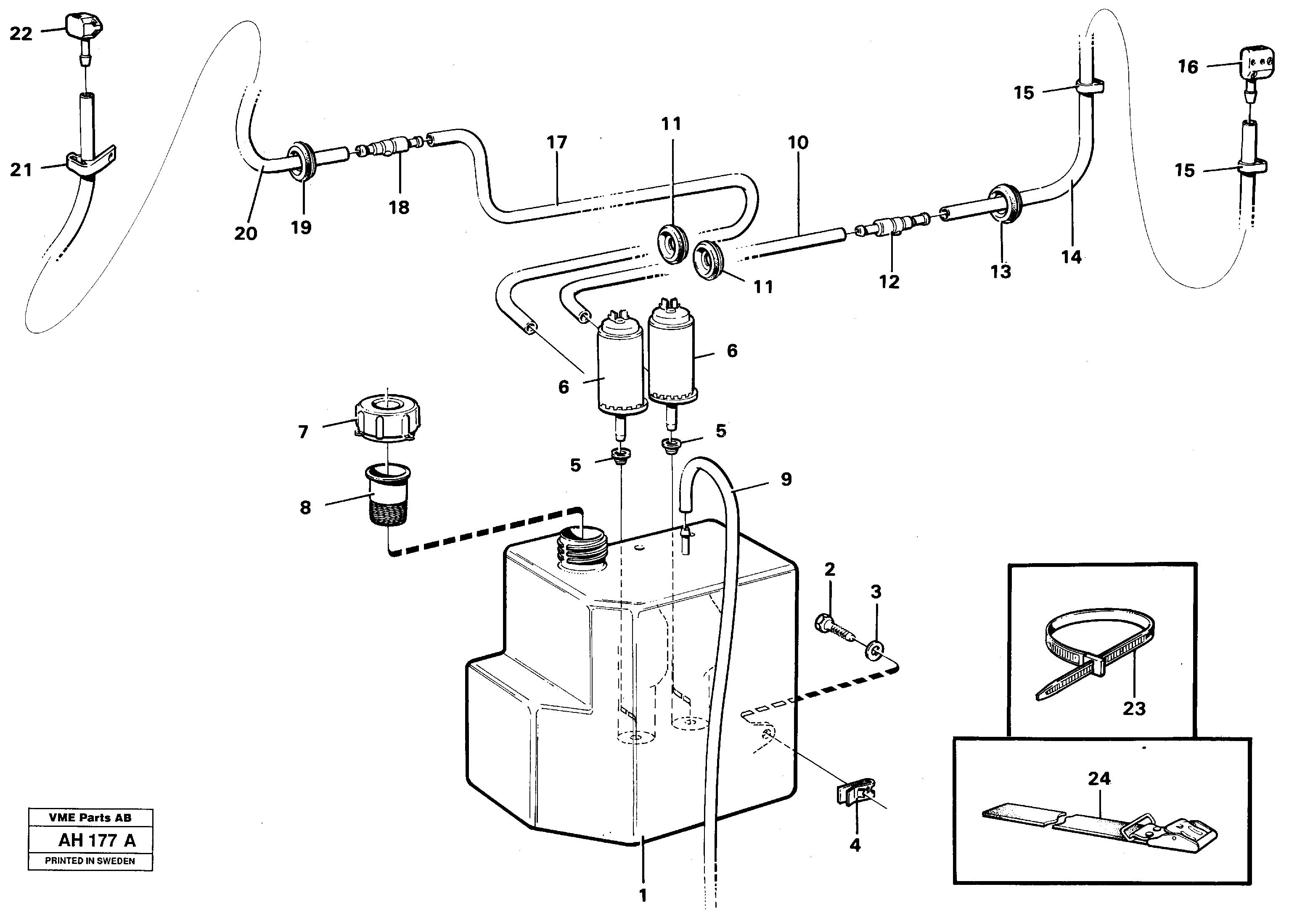 Windshield washer Std. 91858 — volvo parts diagram