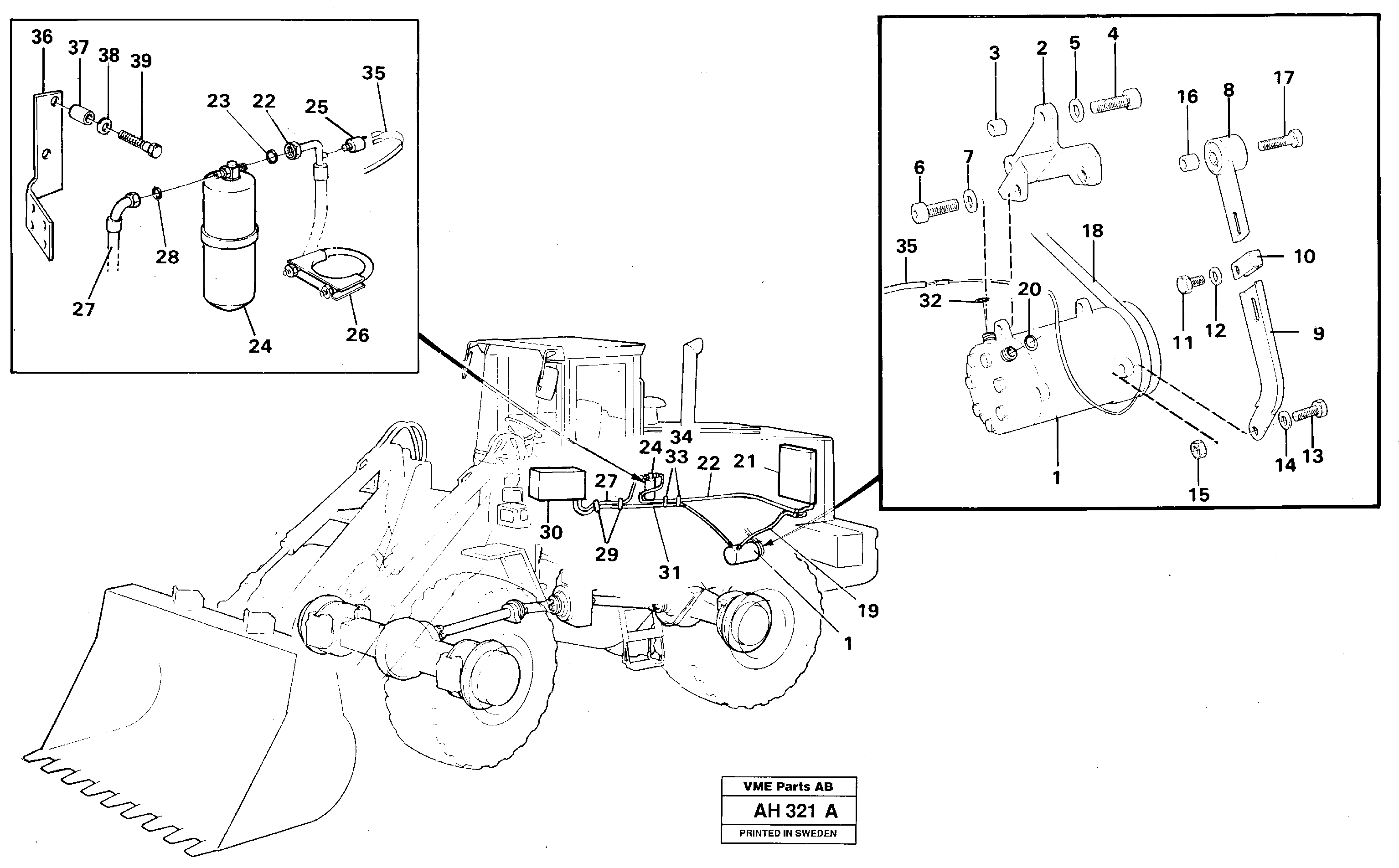 Compressor for cooling agent R134a with fitting parts.  92244 — volvo parts diagram