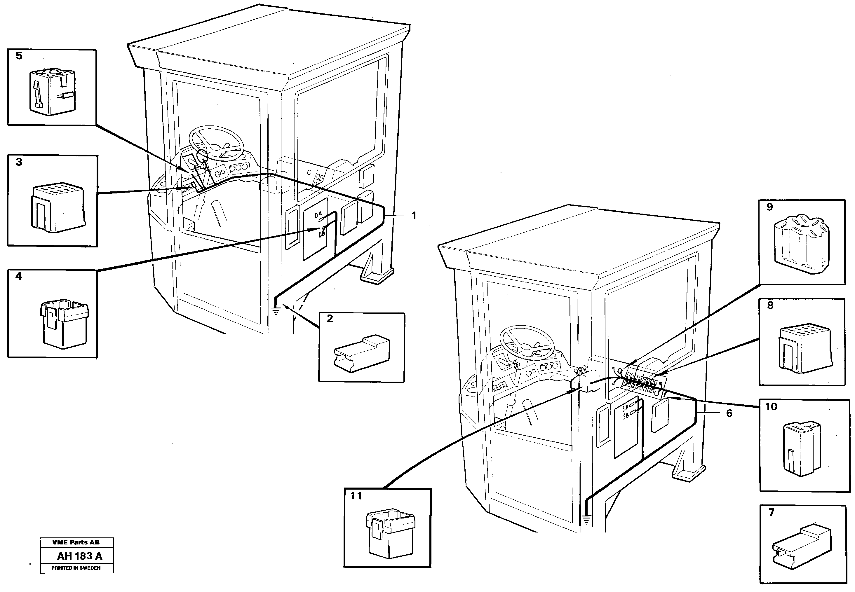 Cable harnesses, cab — volvo parts diagram