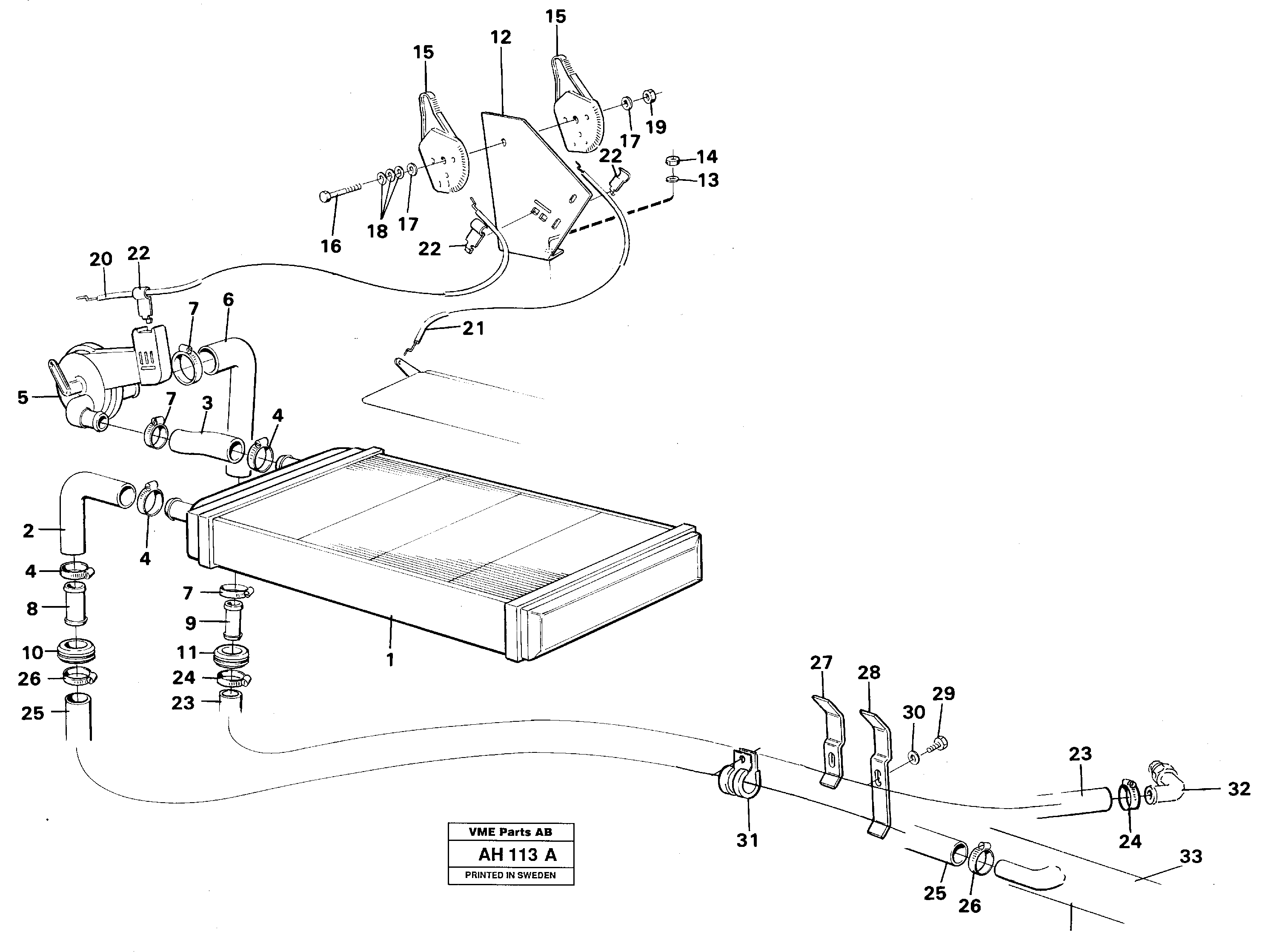 Radiator and control — volvo parts diagram