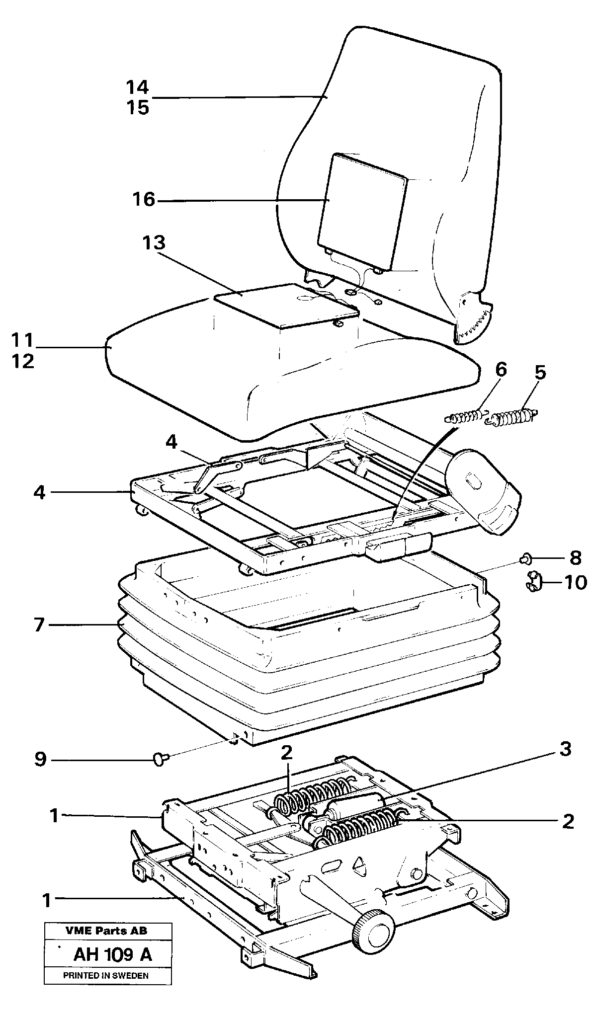 Operator's seat — volvo parts diagram